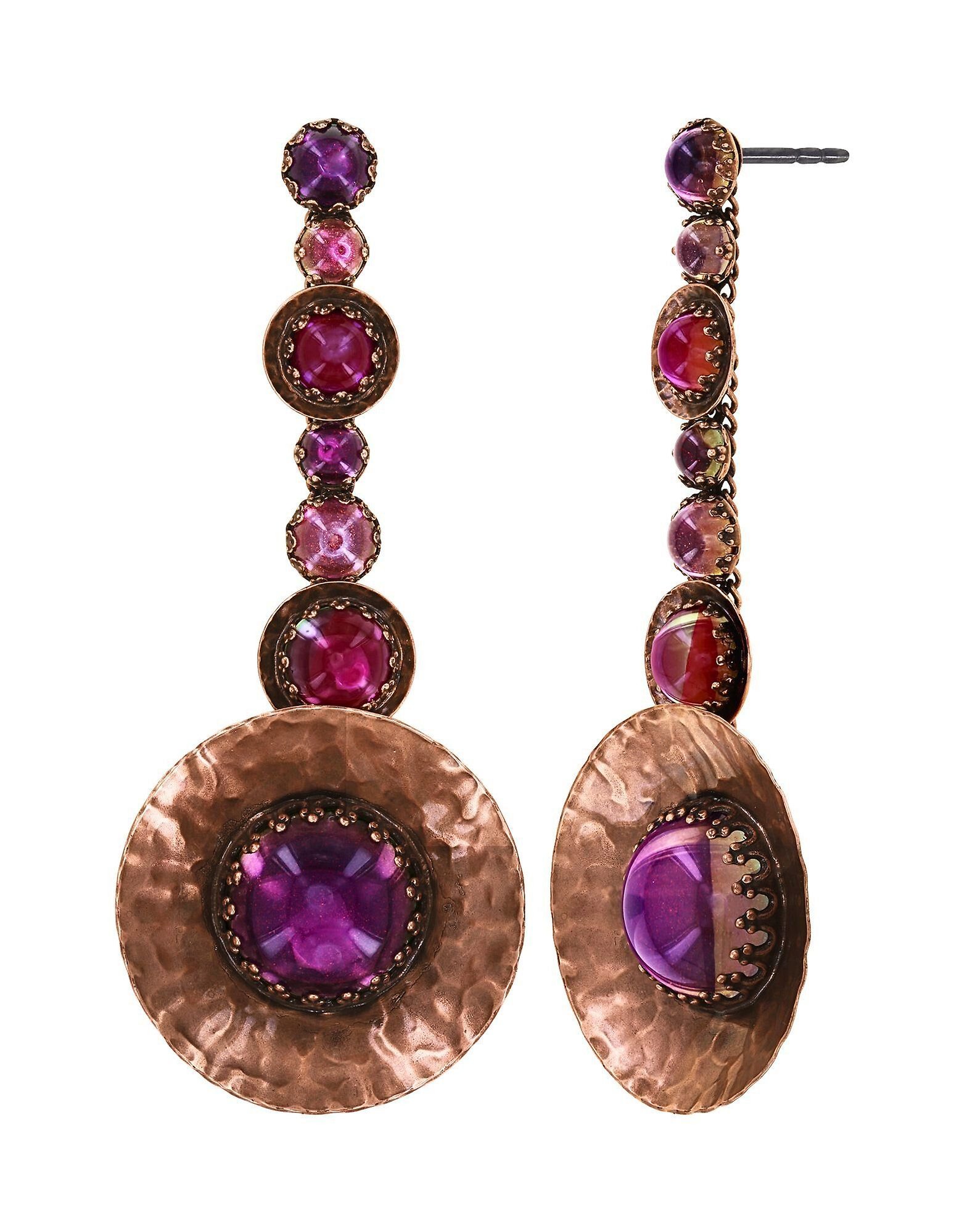 image for Earring Stud Dangling Honey Drops in Space Pink / Lila  