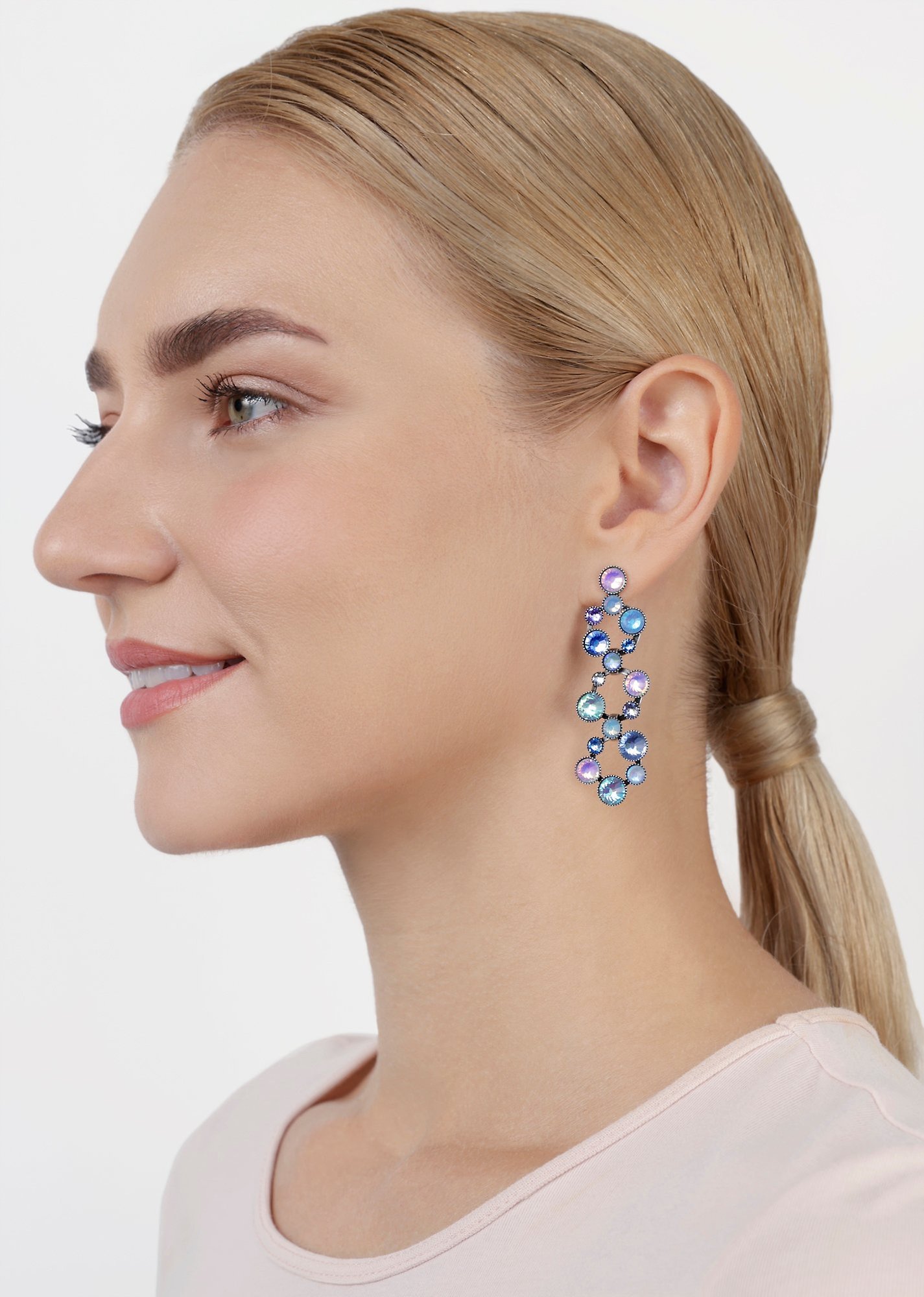 image for Earring Stud Dangling Shopping Drops Light Blue  