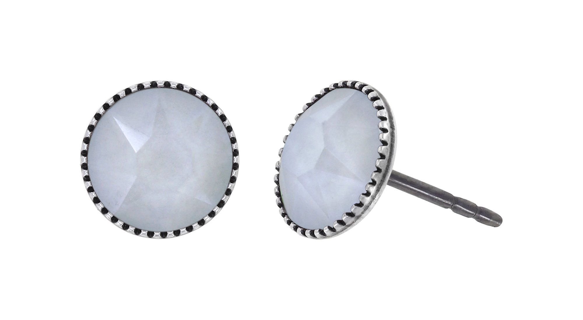 image pour Clou d'oreille plat Black Jack Blanc crystal electric white ignite SS 34