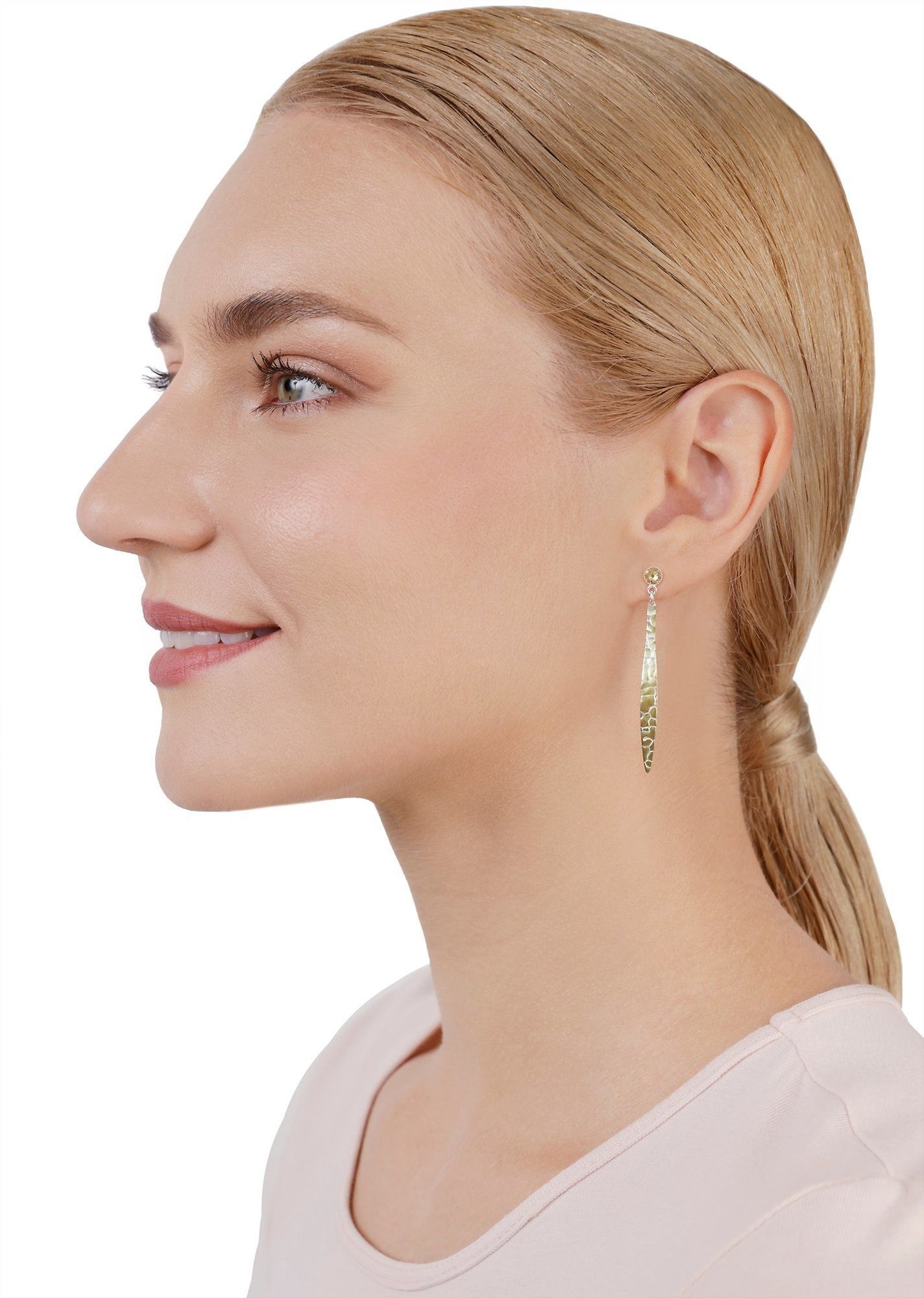 image for Earring Stud Dangling Global Glam shiny silver  