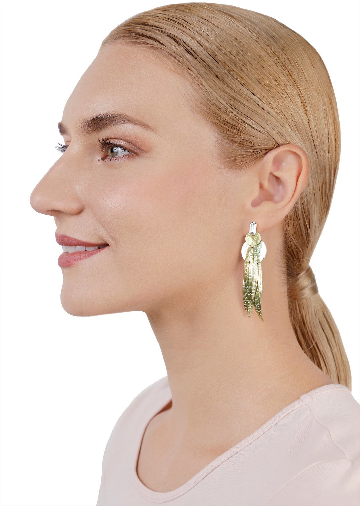 image for Earring Stud Dangling Global Glam shiny brass  