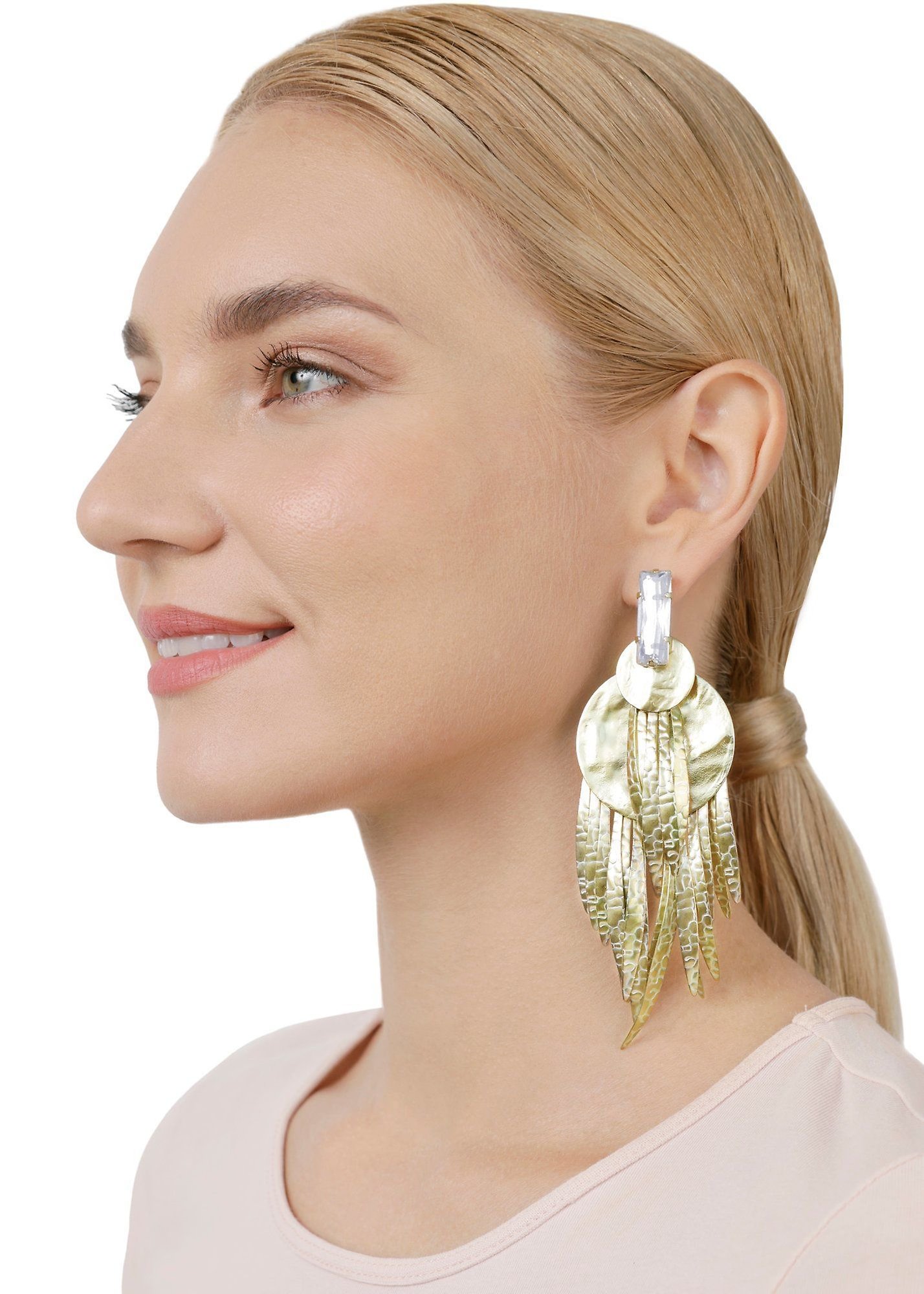 Bild für Ohrstecker baumelnd Global Glam shiny brass  