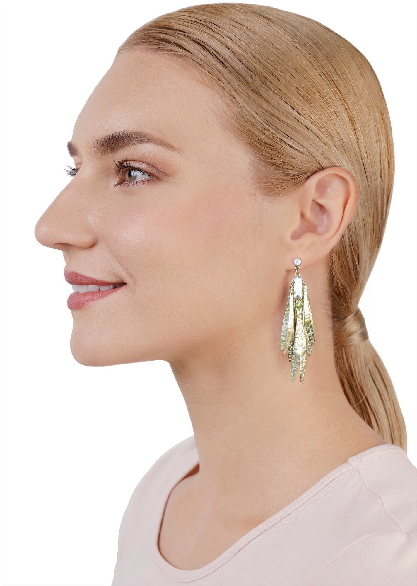 image for Earring Stud Dangling Global Glam shiny brass  