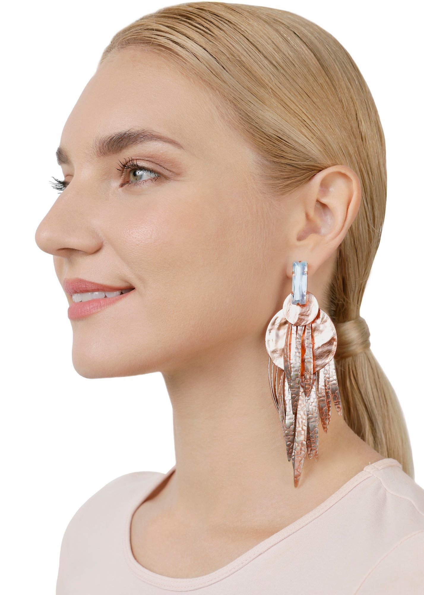 image pour Clou d'oreille pendant Global Glam shiny copper  