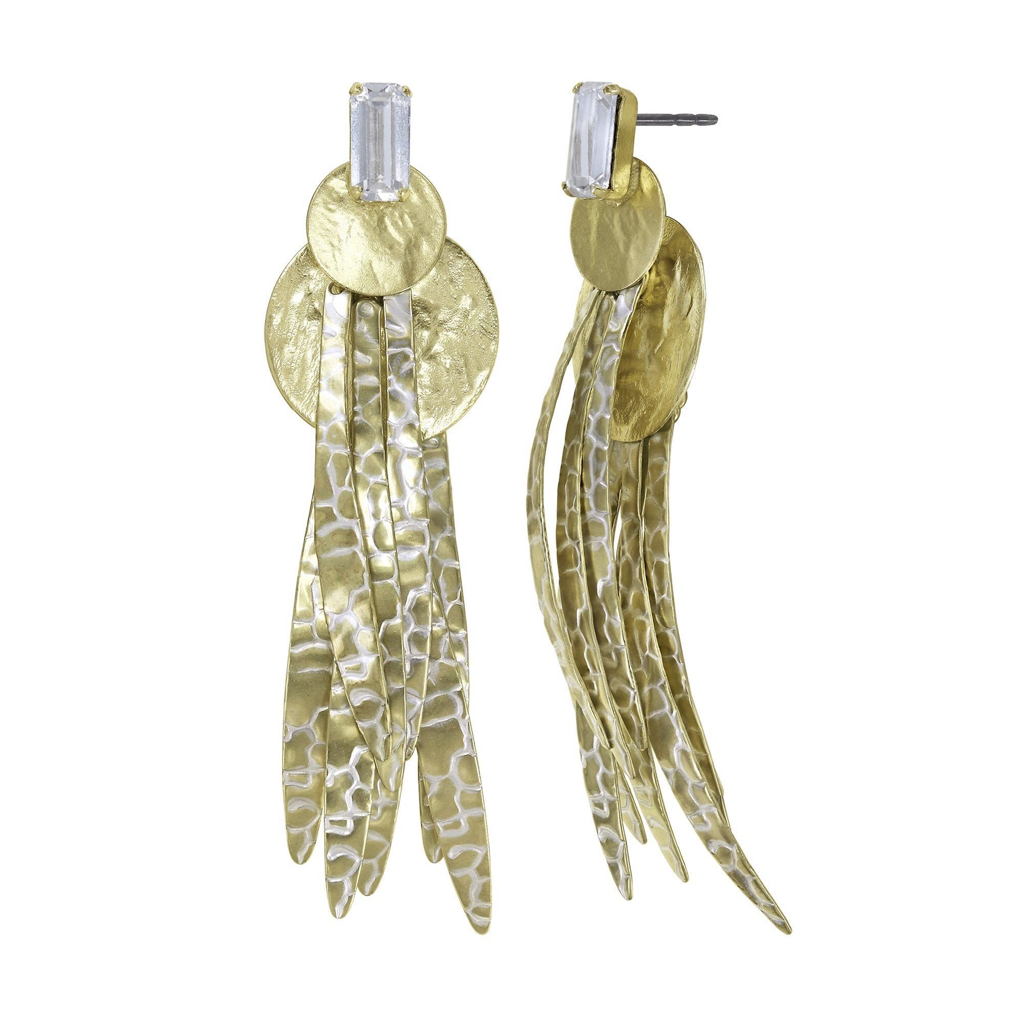 image for Earring Stud Dangling Global Glam shiny brass  