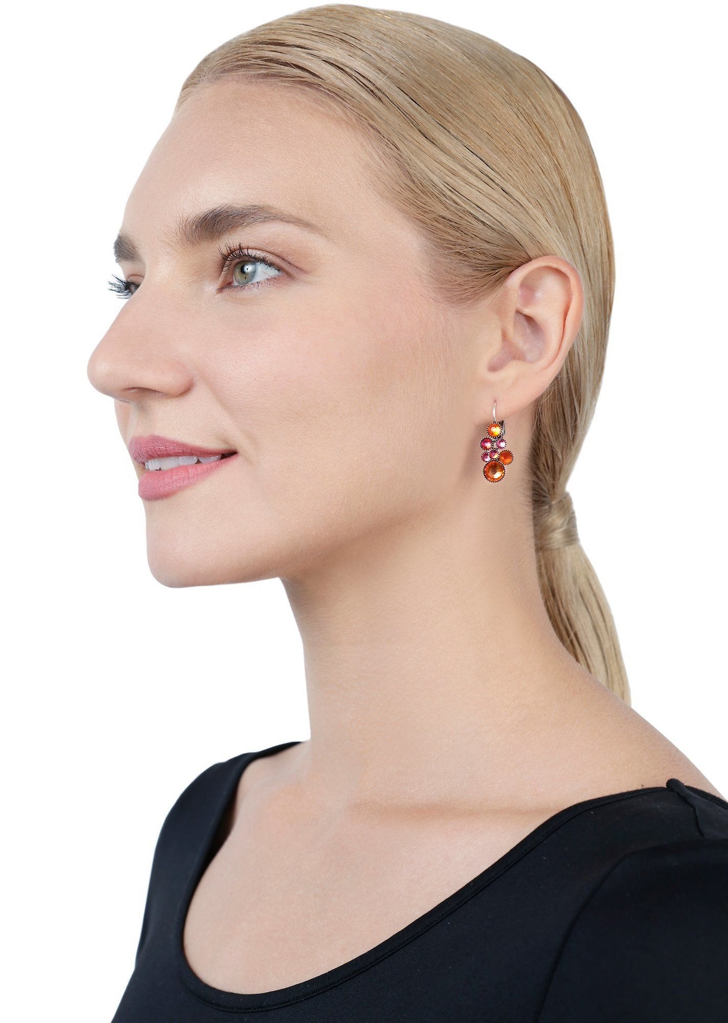 image for Earring Eurowire Dangling Water Cascade Coralline / Orange  