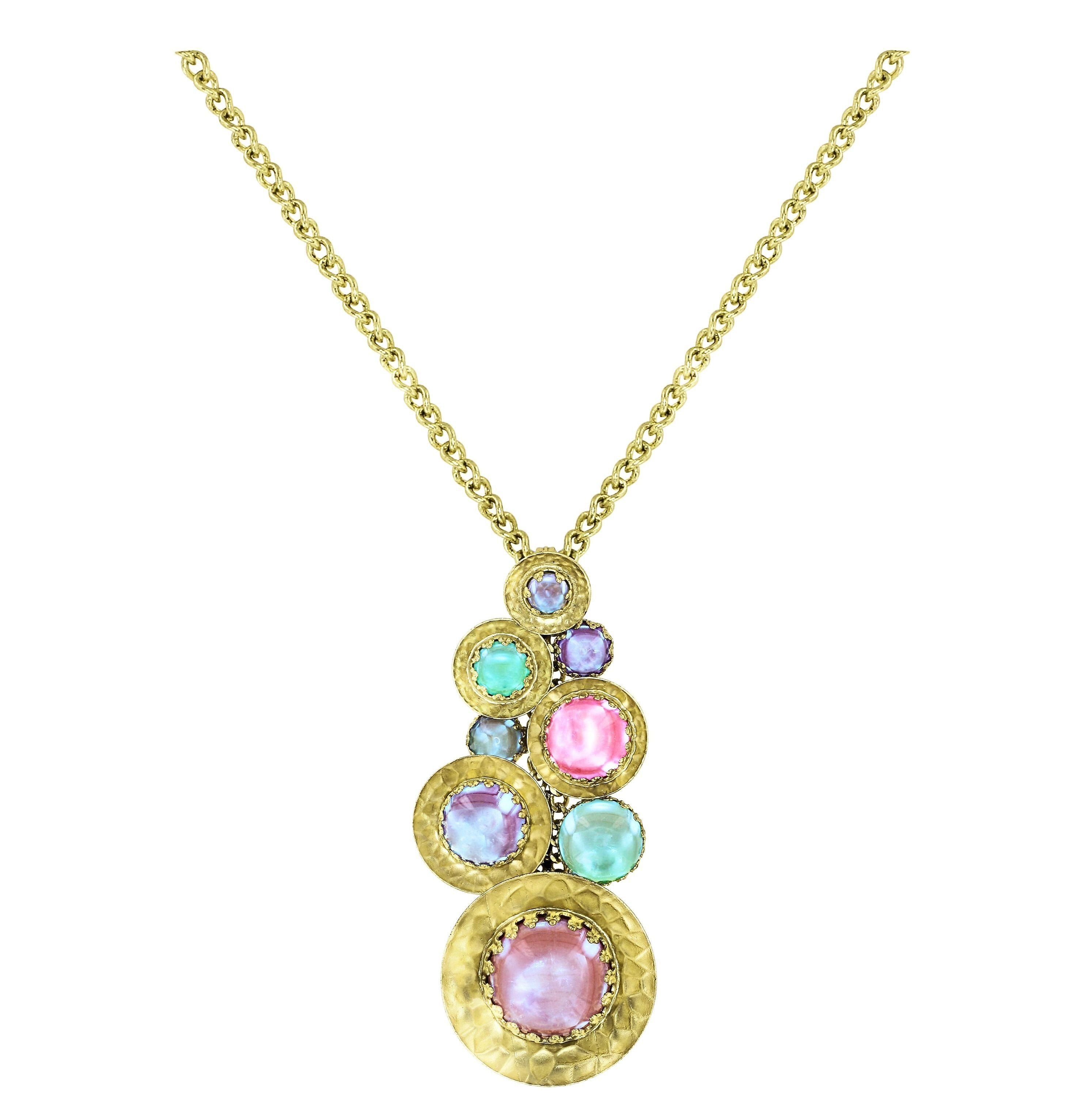 image for Necklace Pendant (Long) Honey Drops in Space Pastel Multi  
