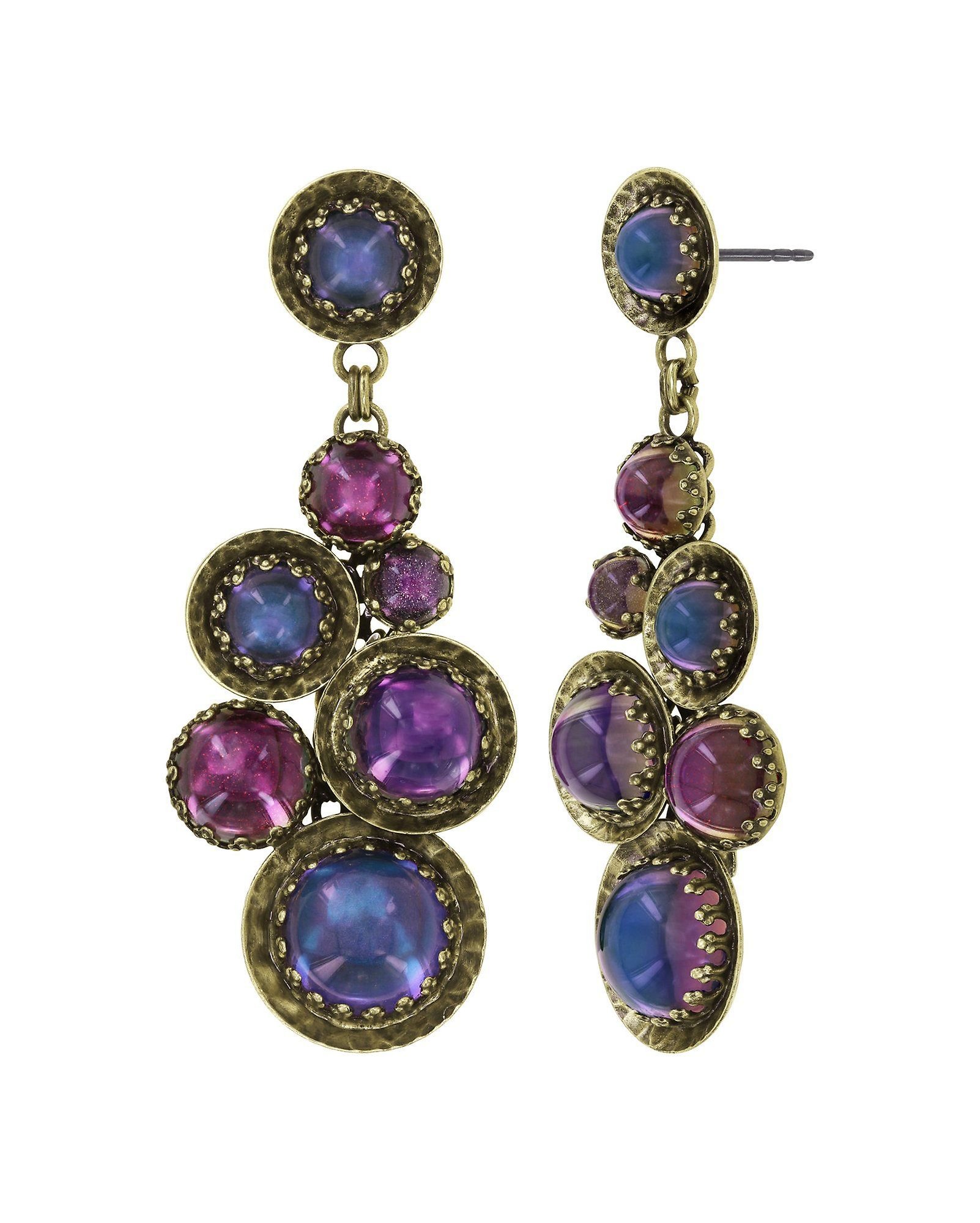 image for Earring Stud Dangling Honey Drops in Space Lila  