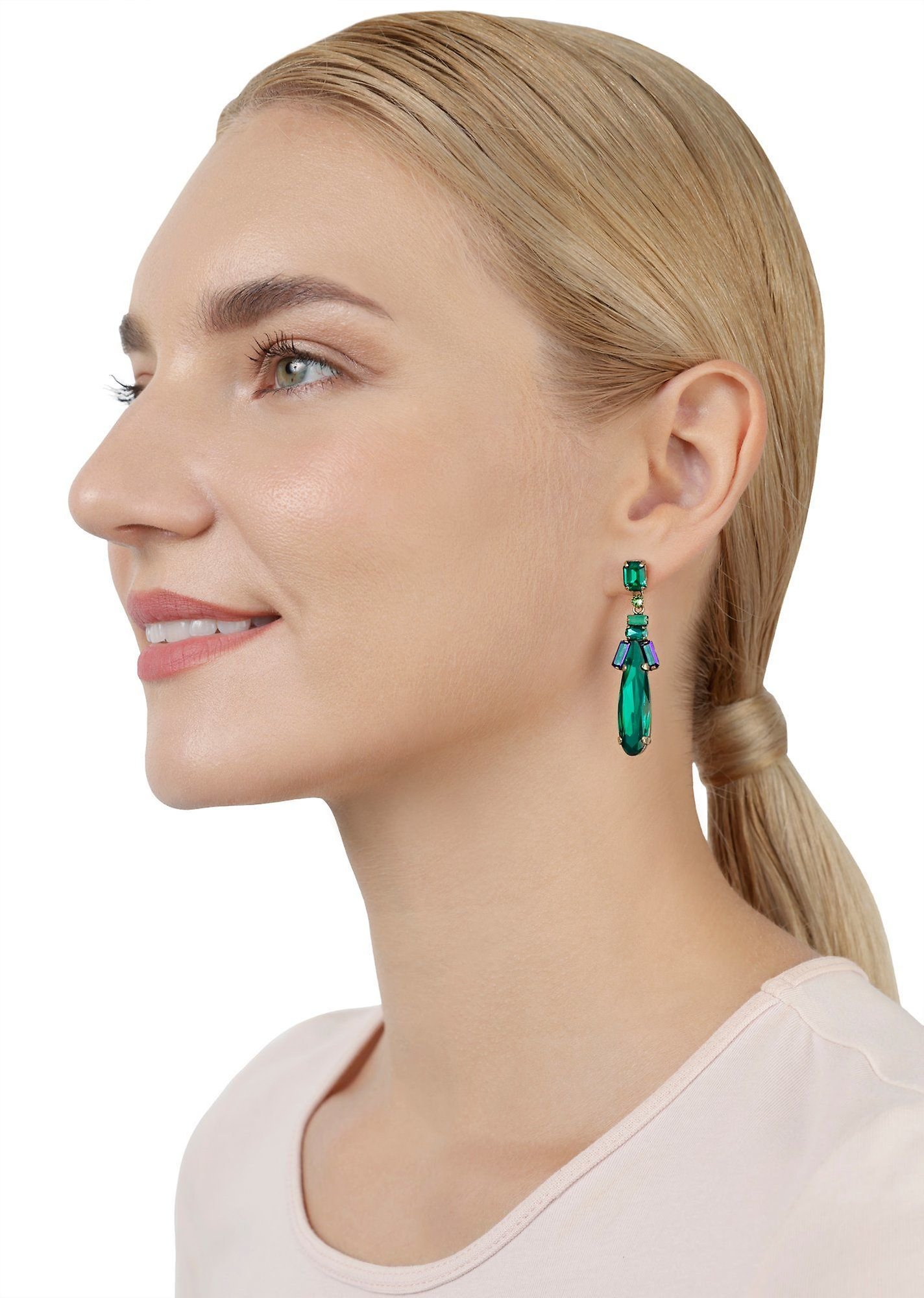 image for Earring Stud Dangling Strictly Beautiful Green  