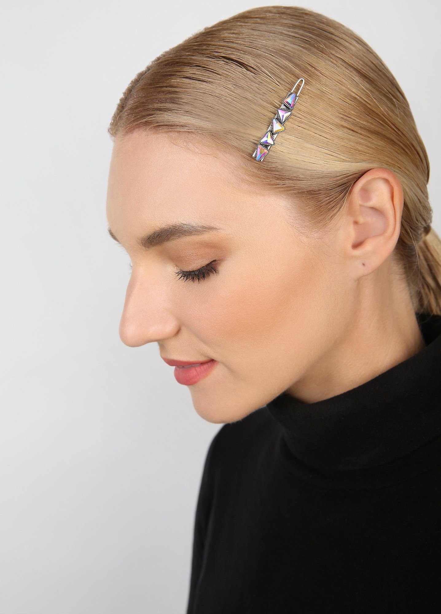 image for Hairclip Jumping Angles White / Lila crystal AB 