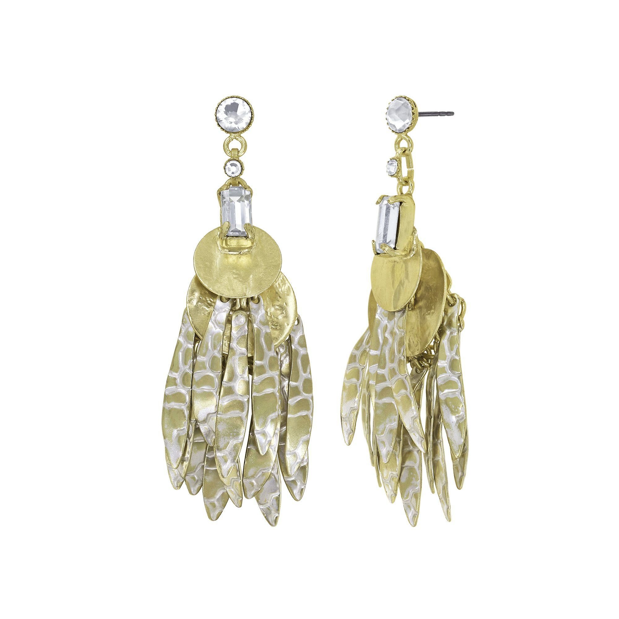 image for Earring Stud Dangling Global Glam shiny brass  