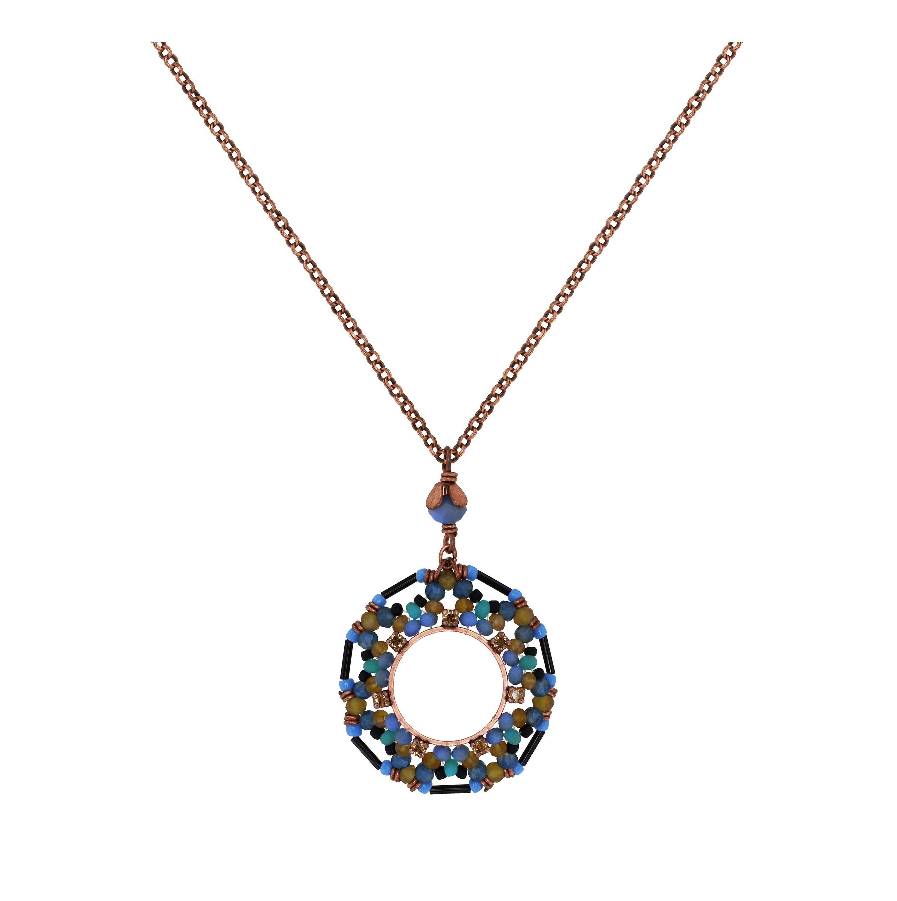 image for Necklace pendant Beat of the Beads Blue / Brown  