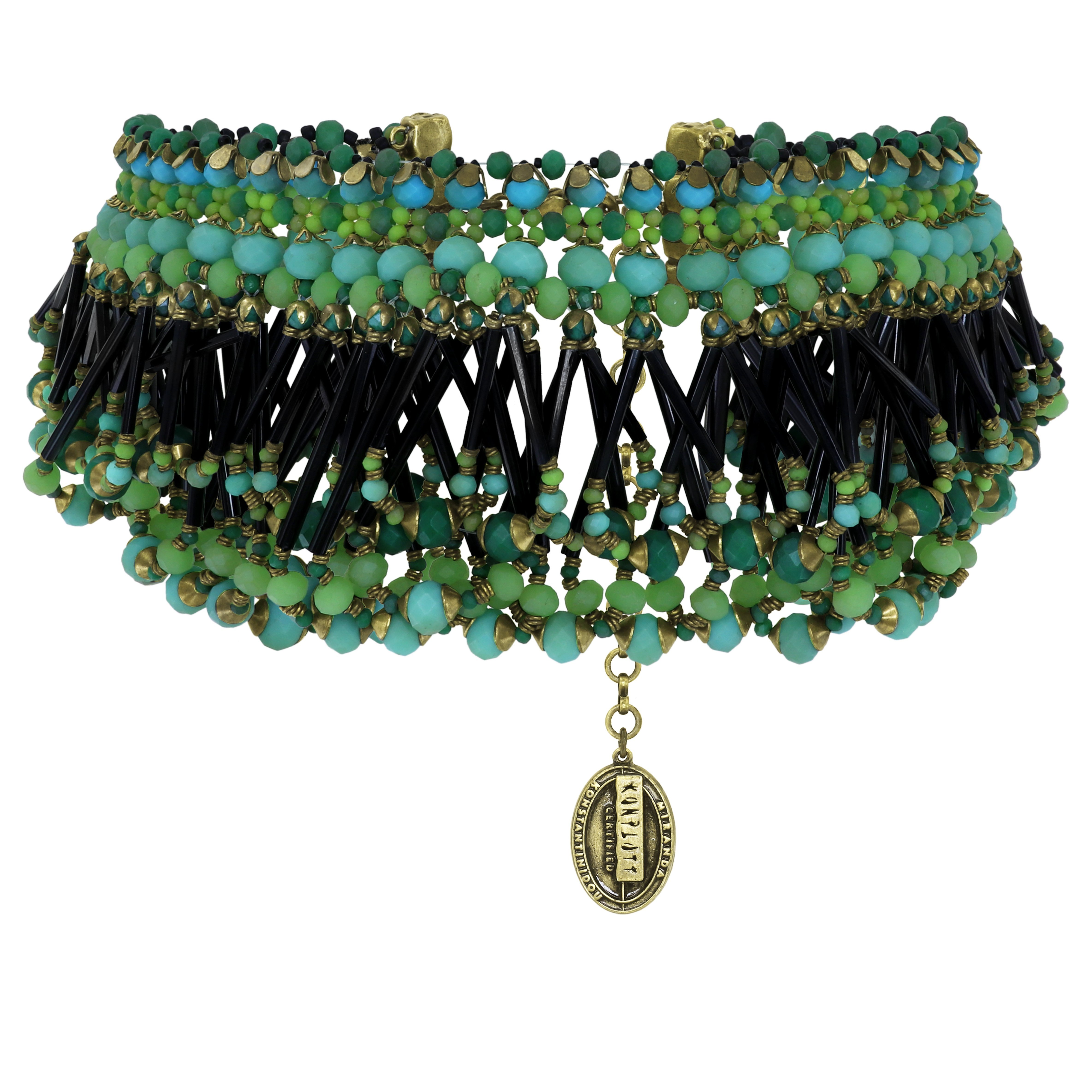 image for Necklace Choker-Collier Beat of the Beads Green  