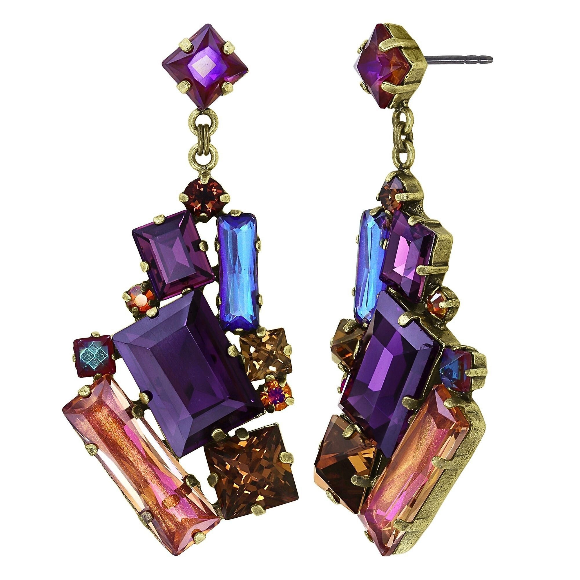 image for Earring Stud Dangling Straight to Las Vegas Brown / Lila  