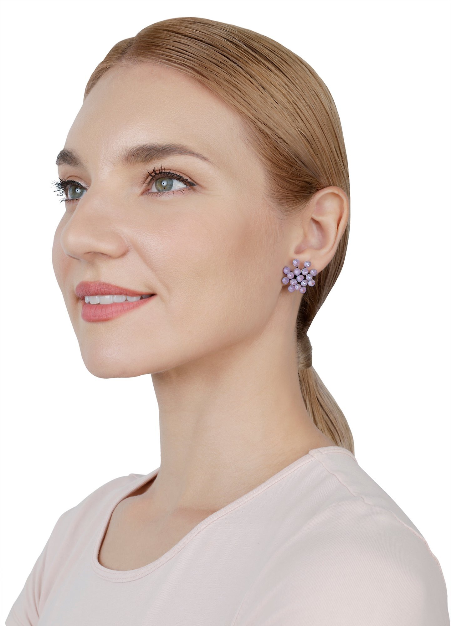 image for Earring Stud Magic Fireball Lilashine crystal lavender de lite Classic Size (21mm Ø)