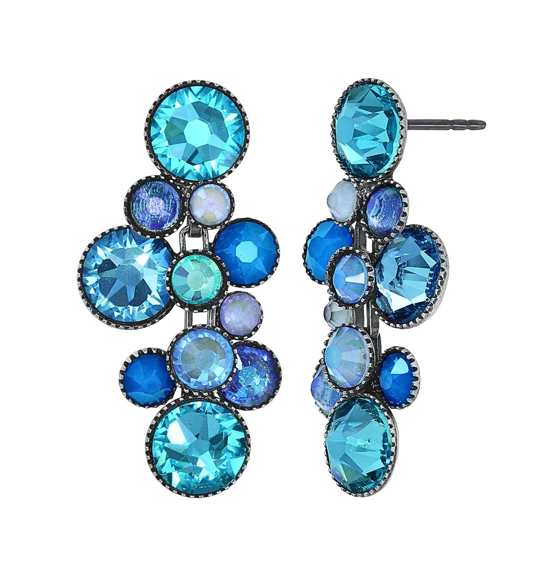 image for Earring Stud Dangling Water Cascade blue  