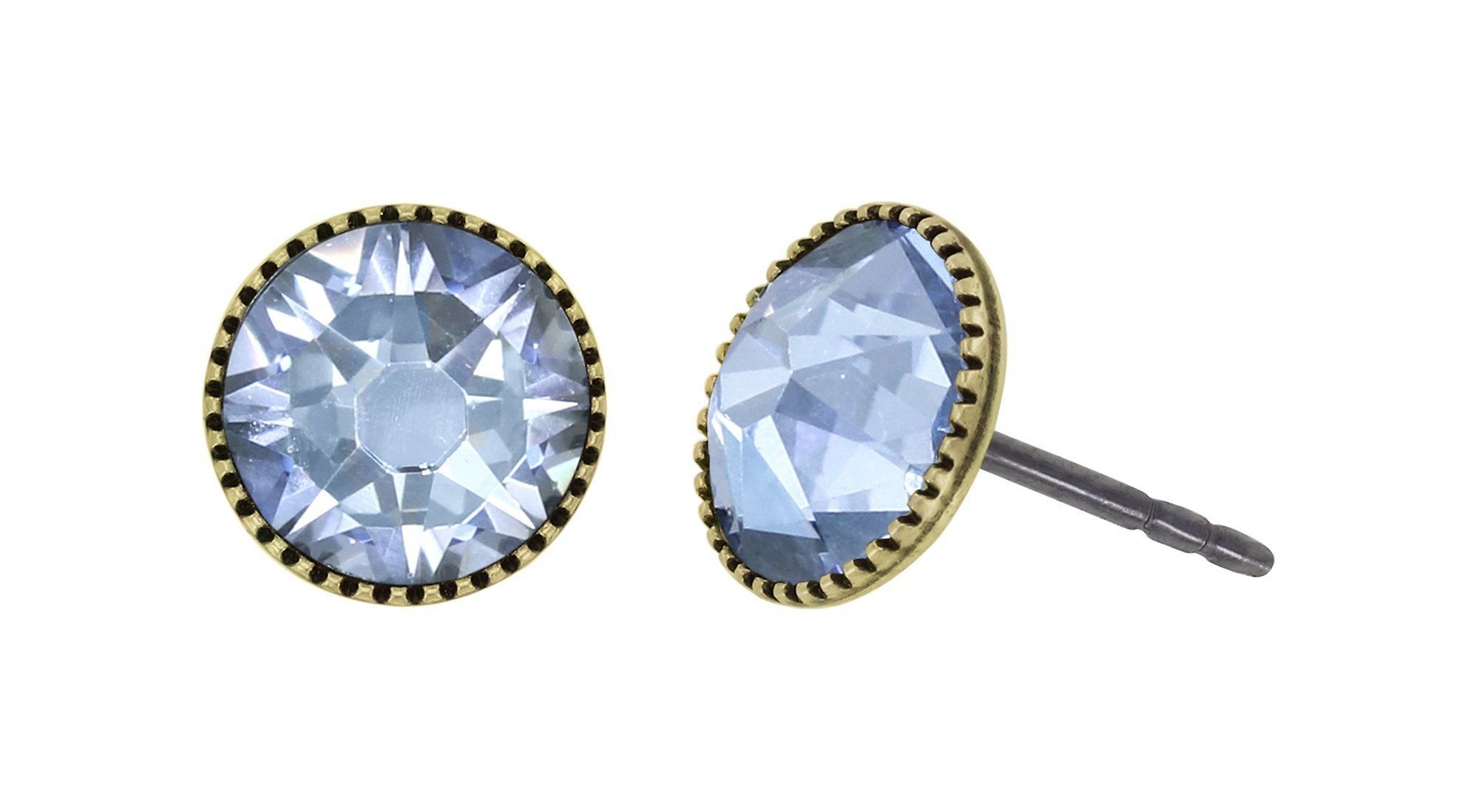 image for Earring stud-flat Black Jack Blue crystal blue shade SS 34