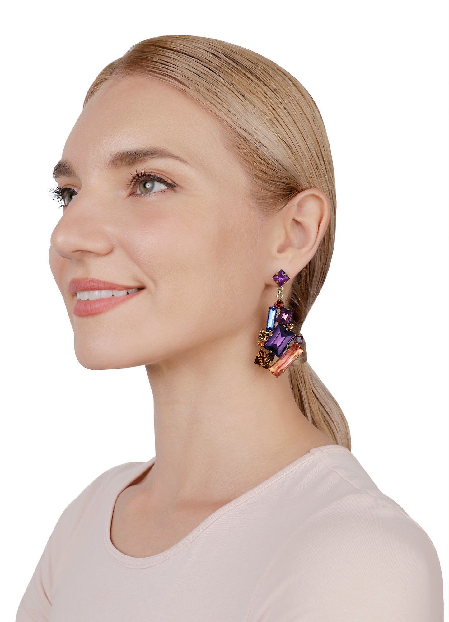 image pour Clou d'oreille pendant Straight to Las Vegas Marron / Lila  