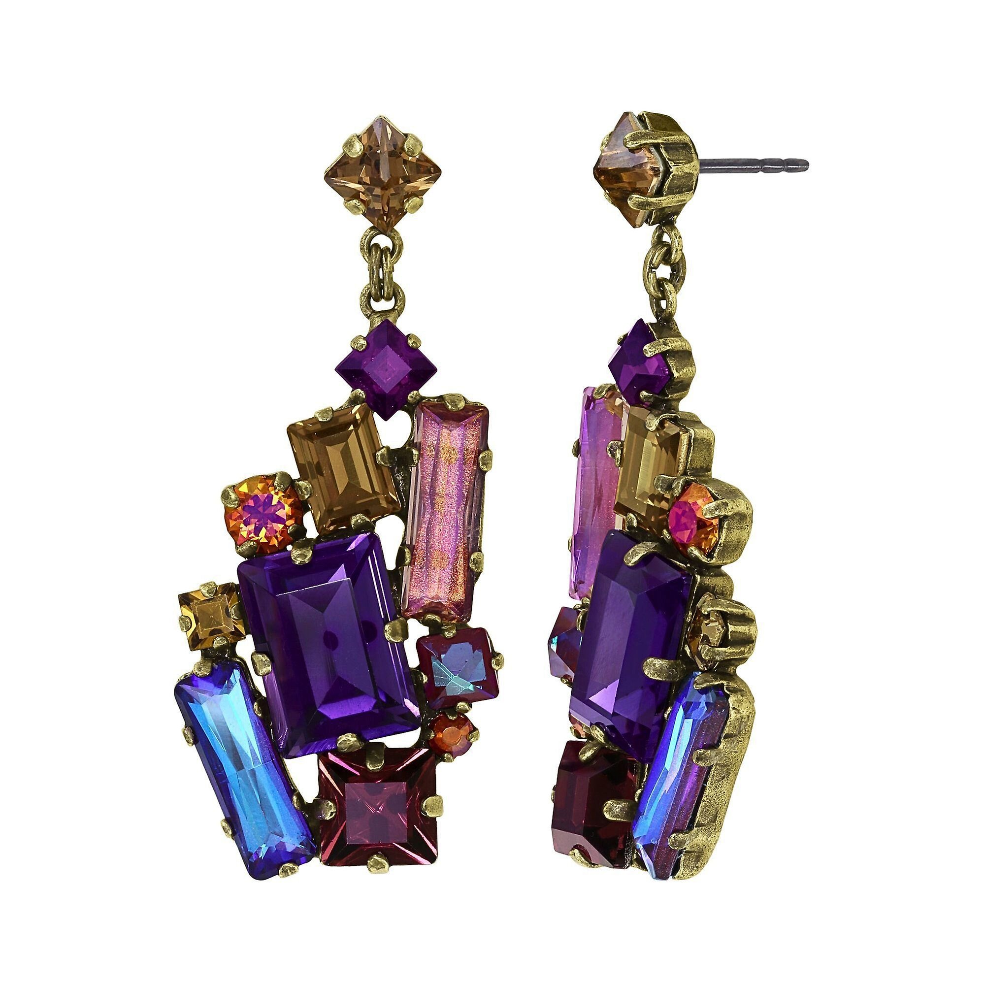 image pour Clou d'oreille pendant Straight to Las Vegas Marron / Lila  