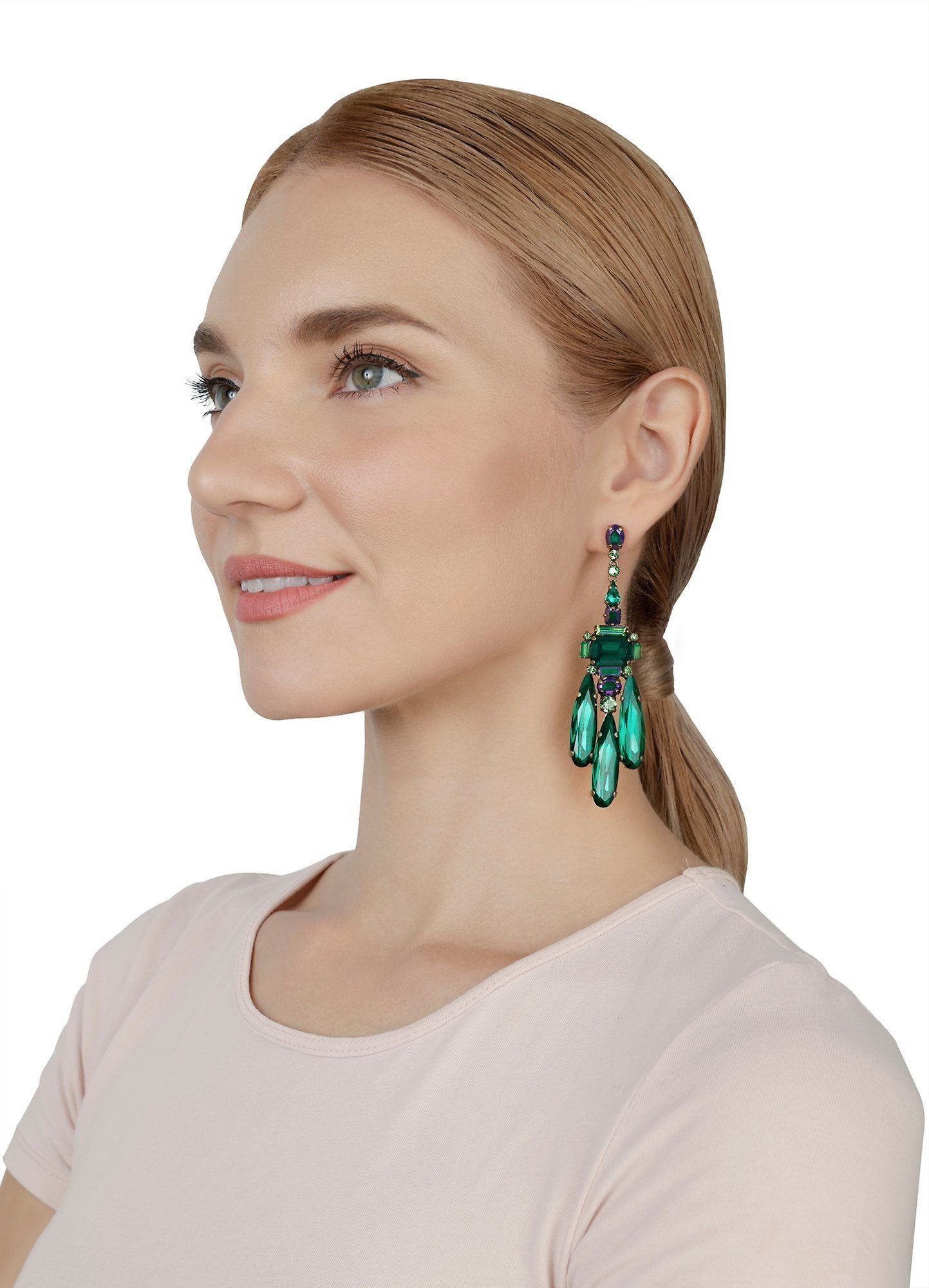 image for Earring Stud Dangling Strictly Beautiful Green  