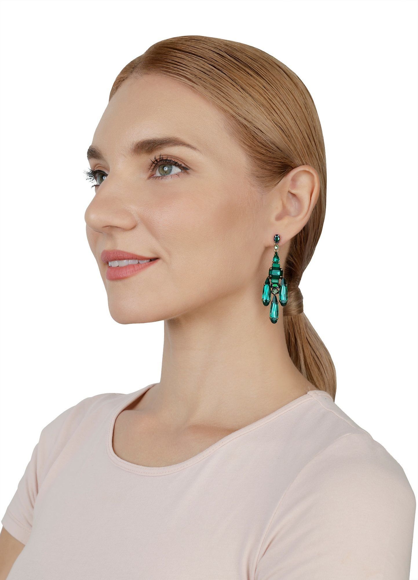 image for Earring Stud Dangling Strictly Beautiful Green  