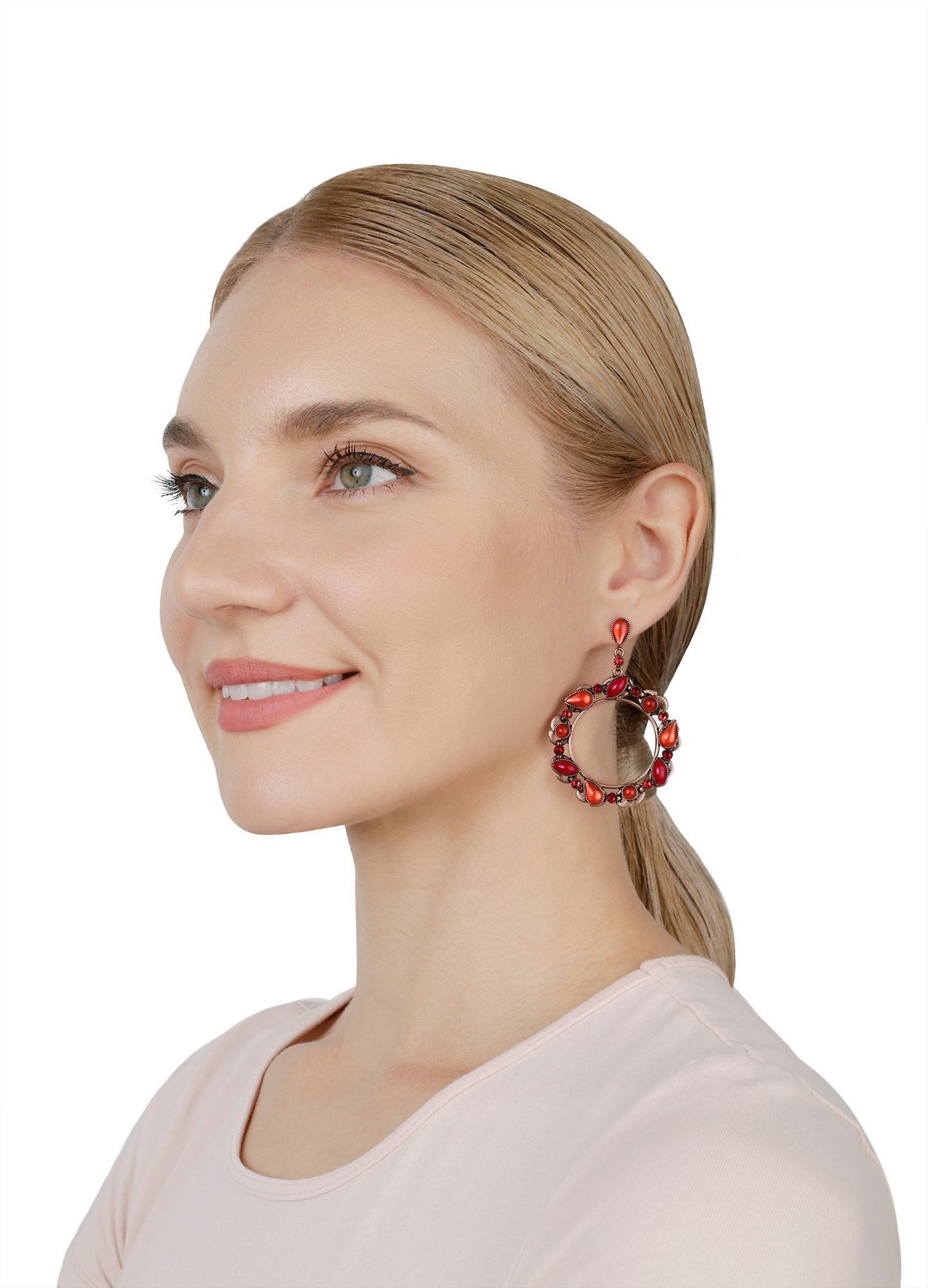 image for Earring Stud Dangling Little Colour Dance Red  