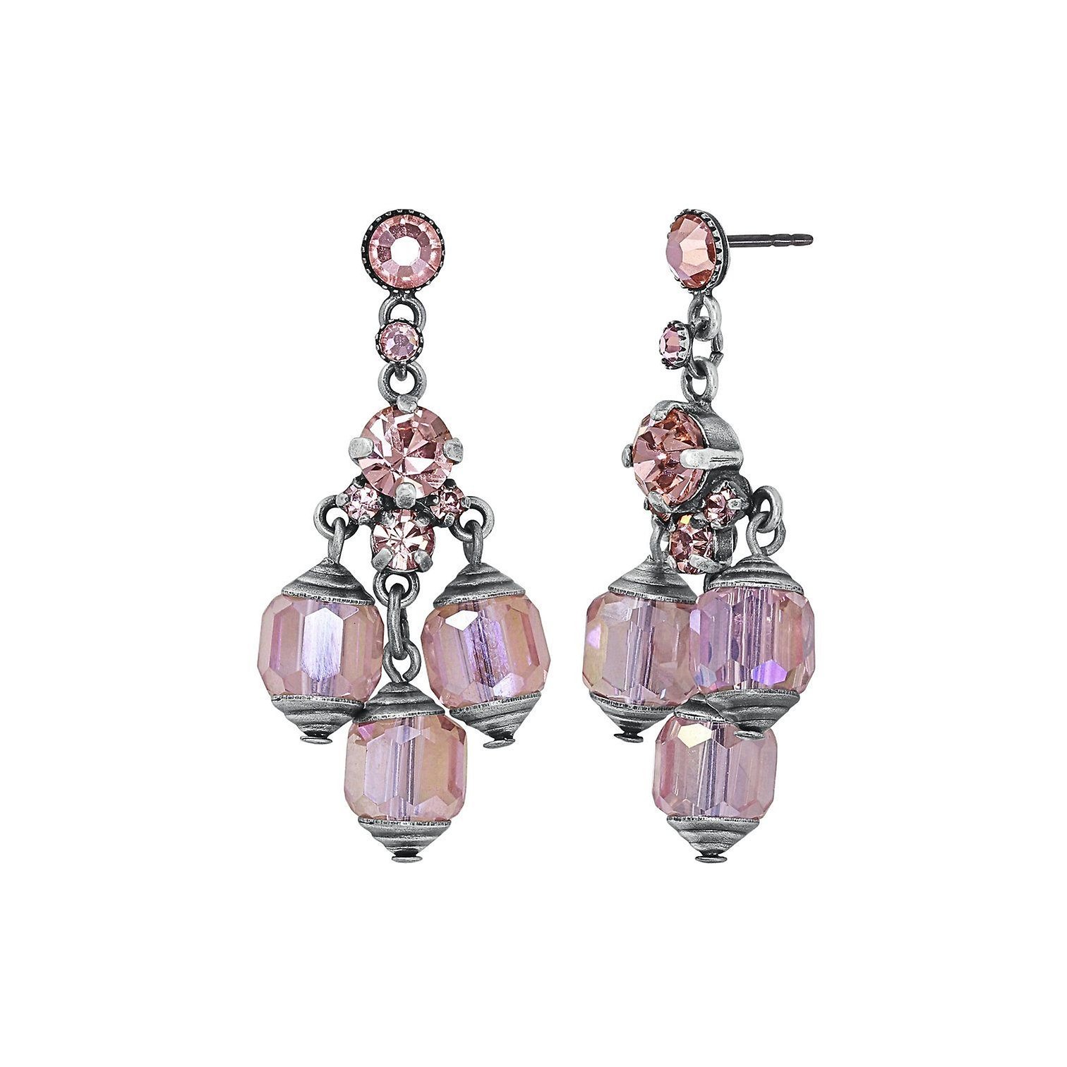 image for Earring Stud Dangling Crystal Snake Pink  