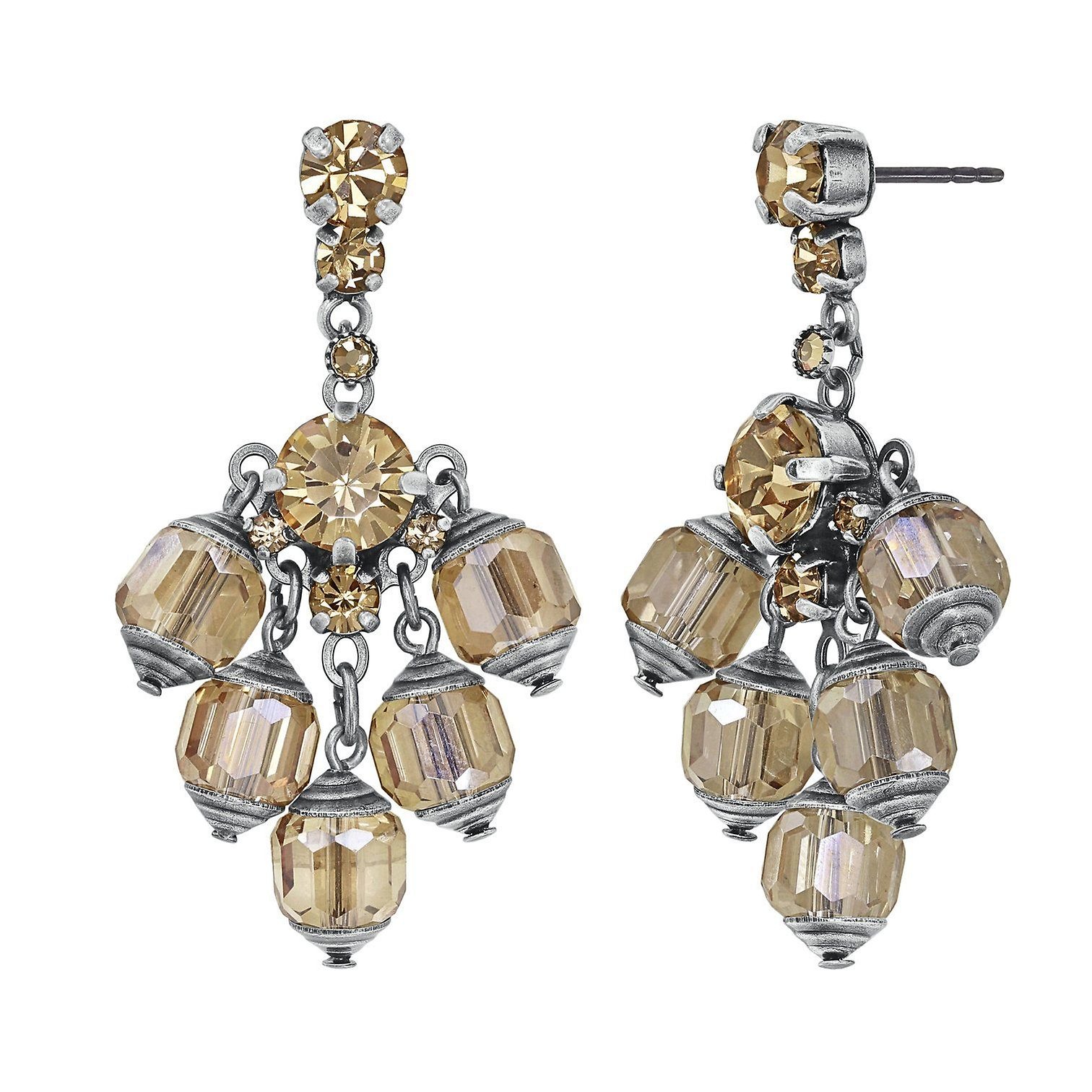image for Earring Stud Dangling Crystal Snake Brown  