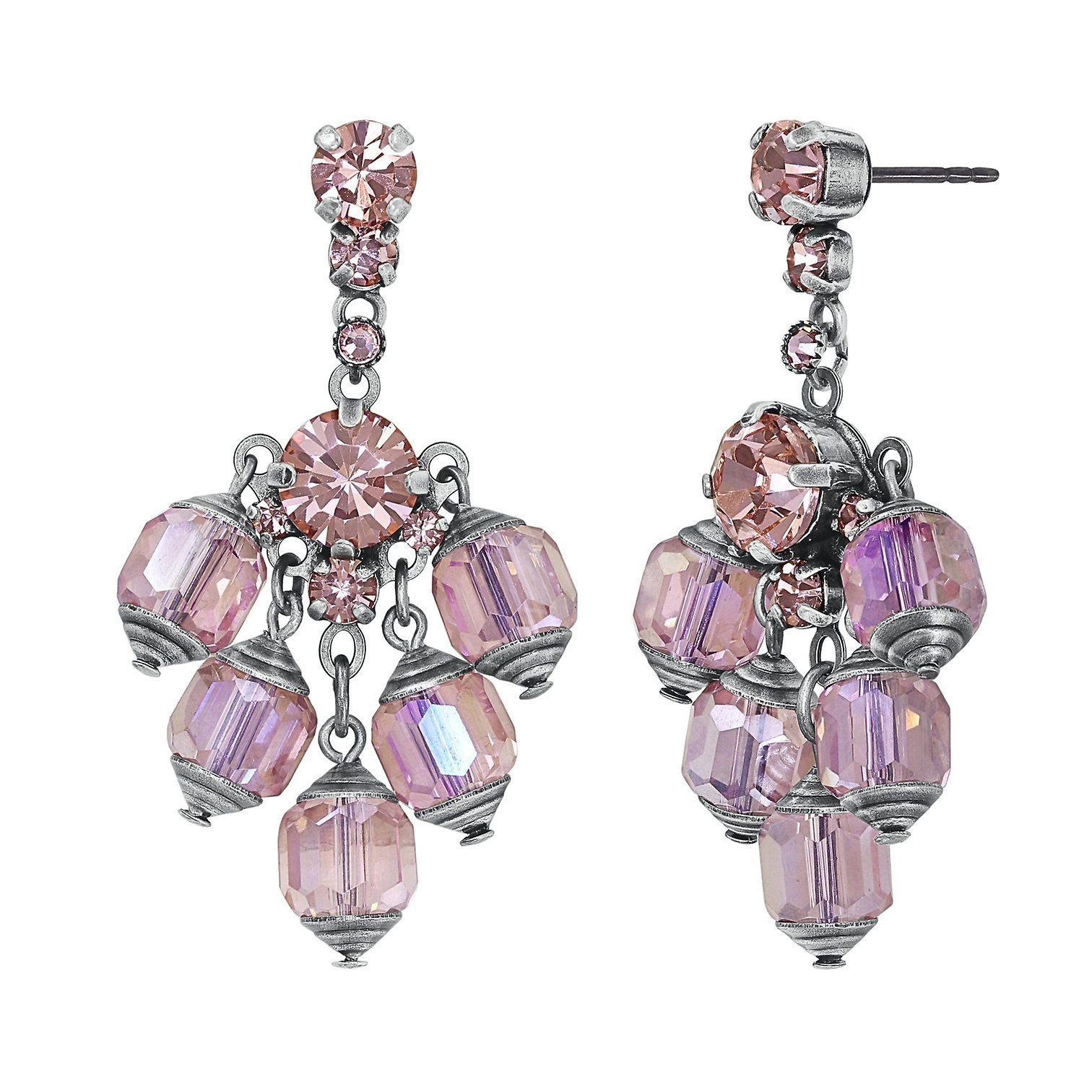 image for Earring Stud Dangling Crystal Snake Pink  