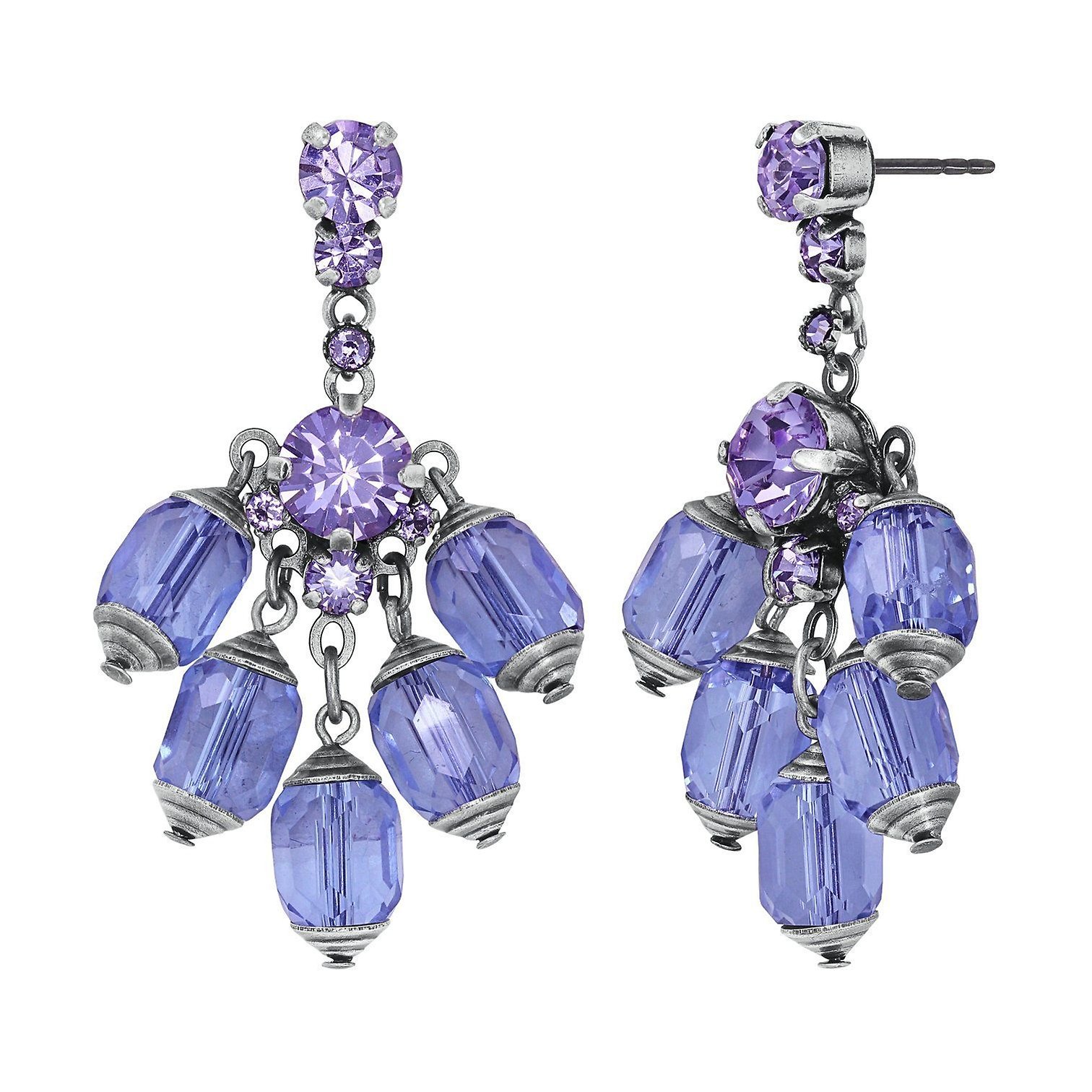 image for Earring Stud Dangling Crystal Snake Blue / Lila  