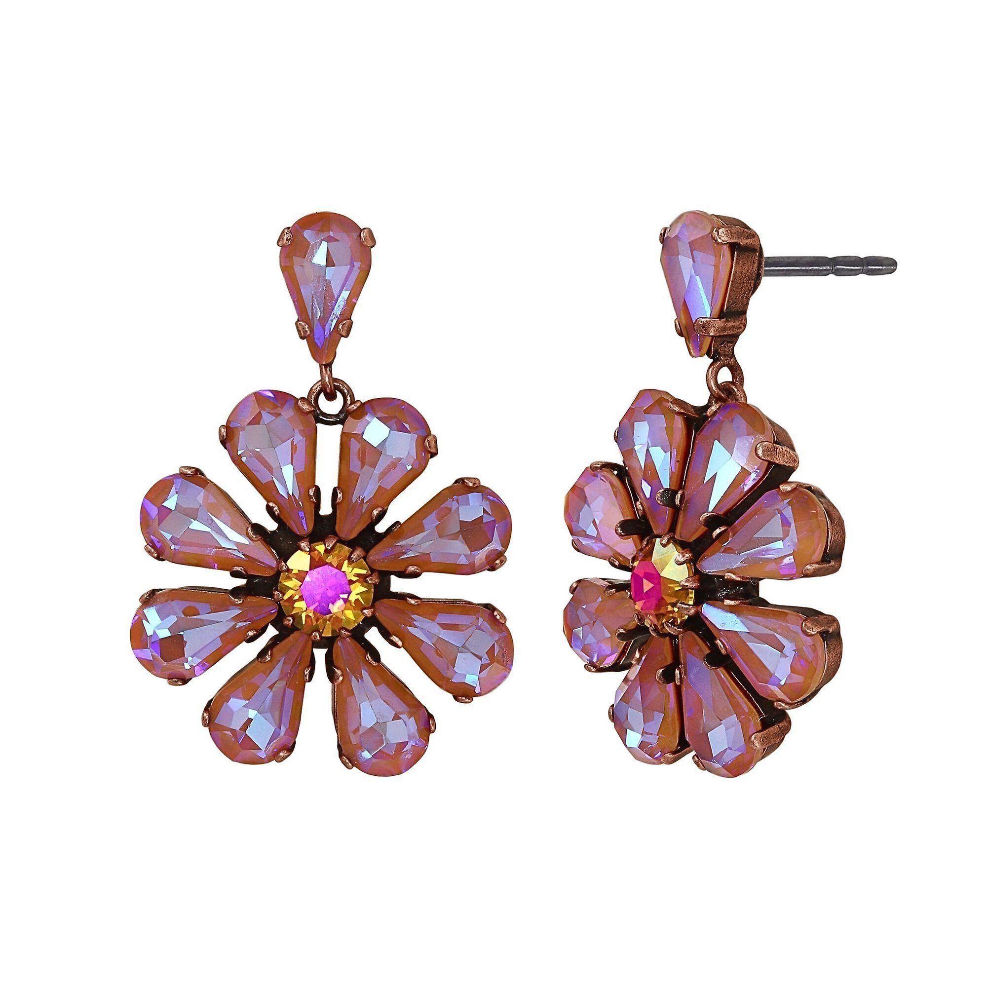 image for Earring Stud Dangling Twisted Blossom pink/yellow  size L