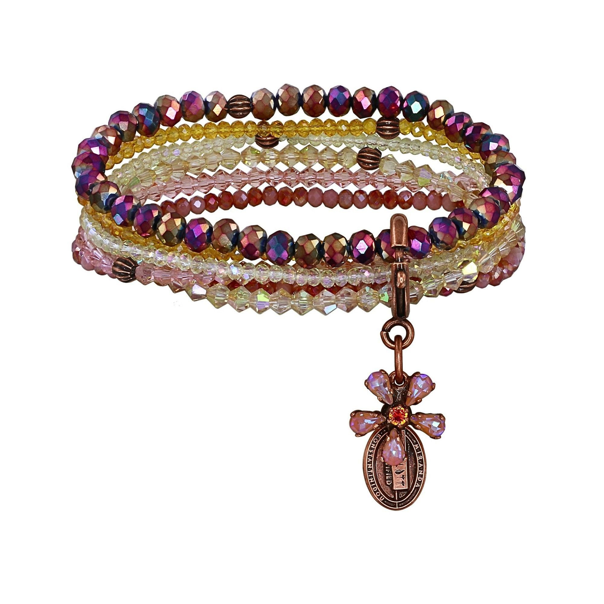 image for Bracelet Elastic Twisted Blossom pink/yellow  
