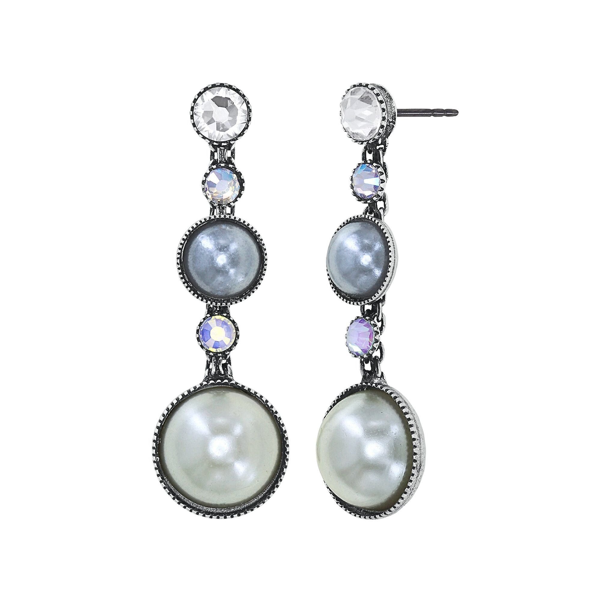 image for Earring Stud Dangling Bubble Cascade White  
