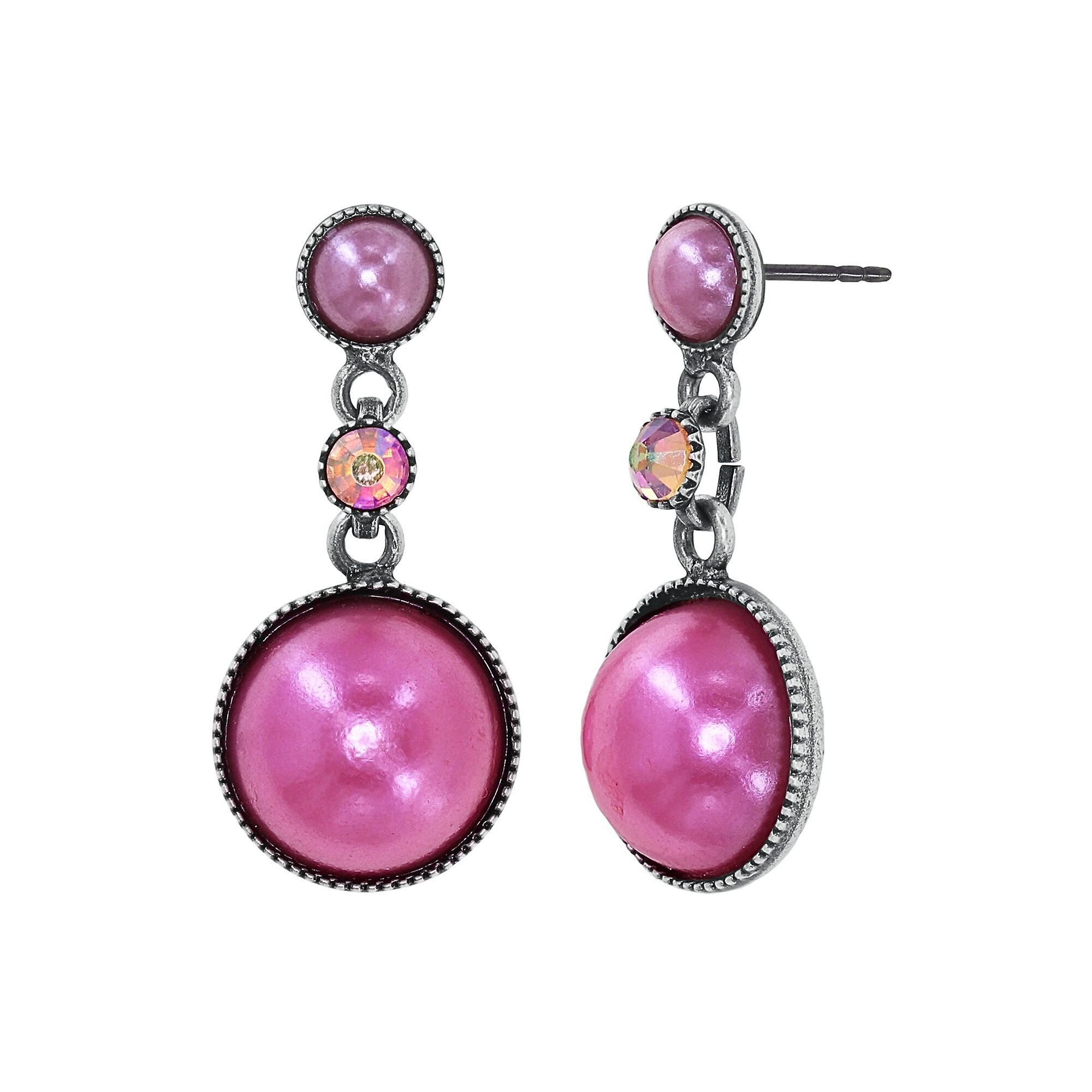 image for Earring Stud Dangling Bubble Cascade Pink  