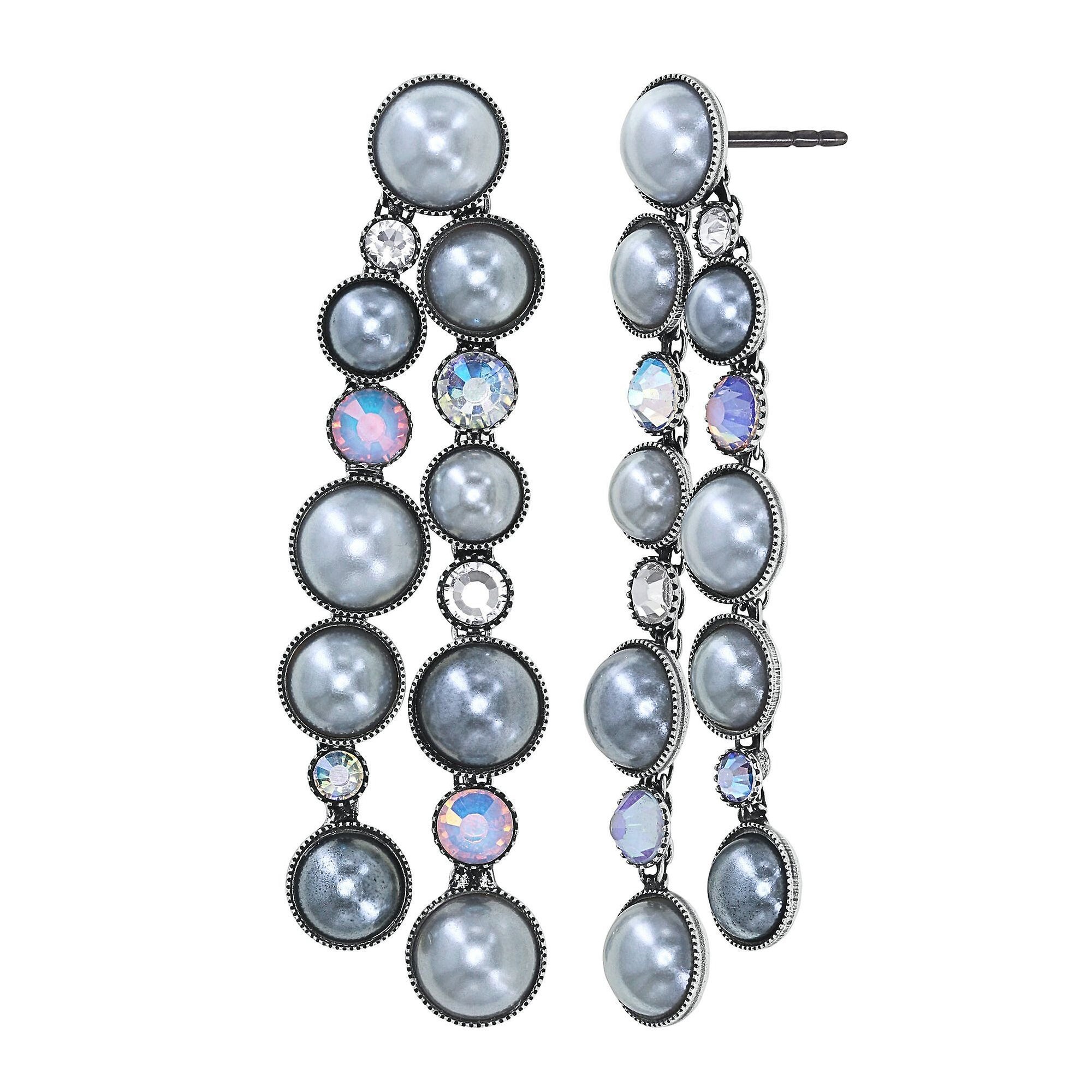 image for Earring Stud Dangling Bubble Cascade White  