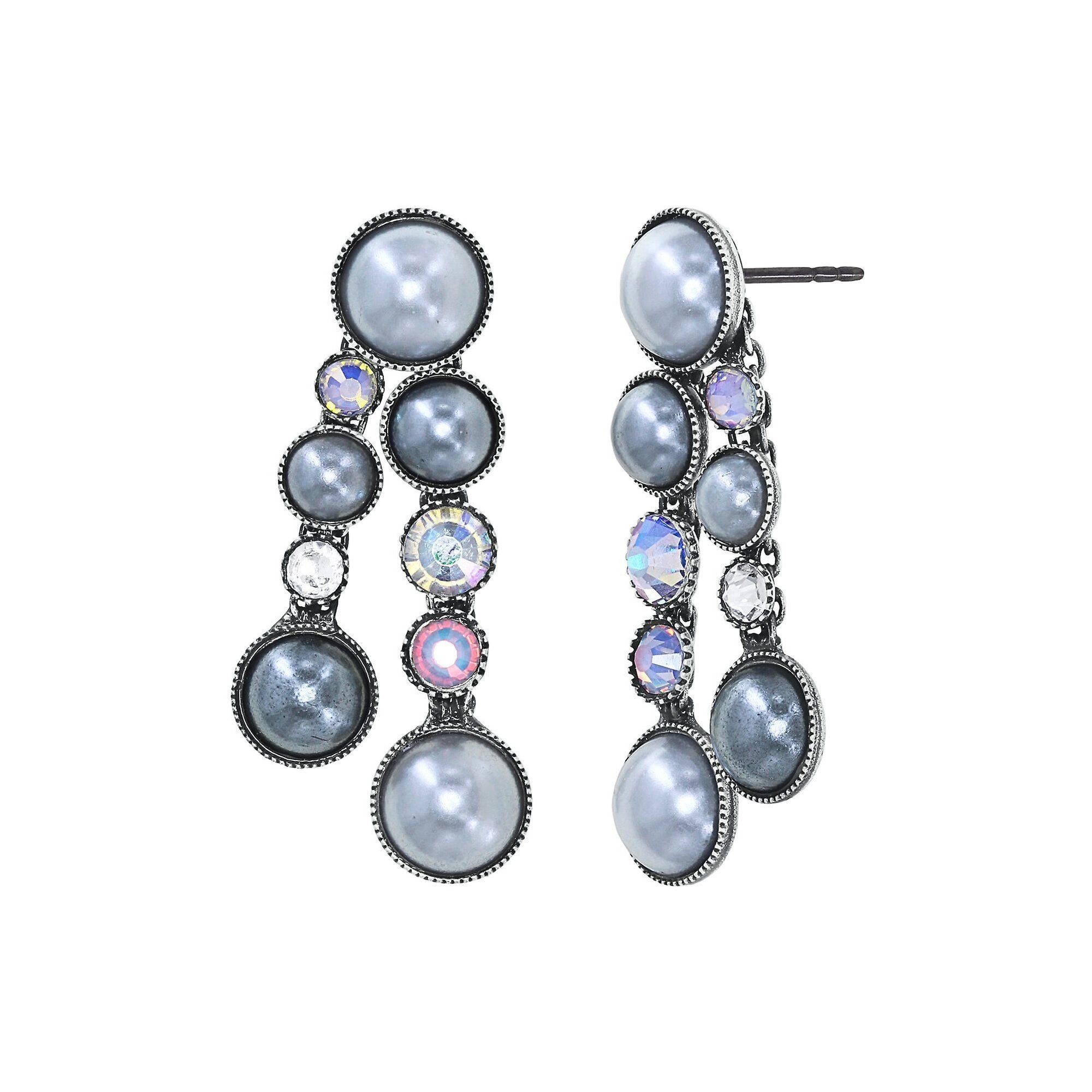 image for Earring Stud Dangling Bubble Cascade White  