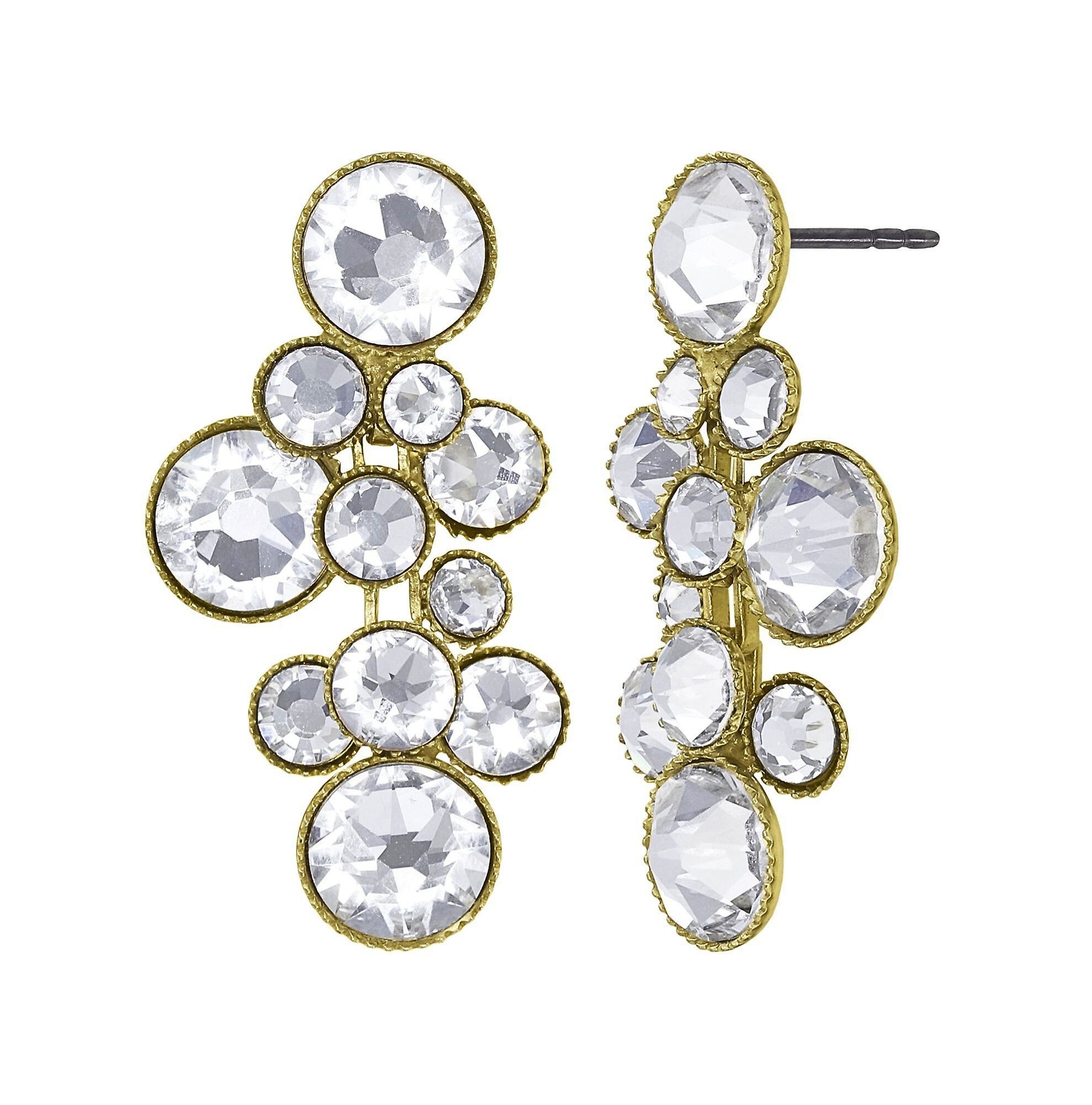 image for Earring Stud Dangling Water Cascade White crystal 