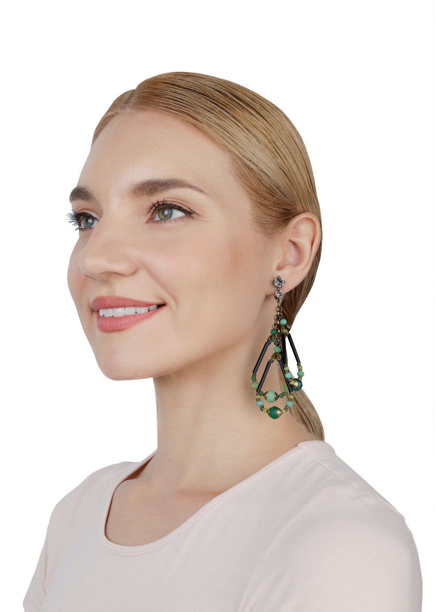 image pour Boucle d'oreille Clip pendante Beat of the Beads Vert  