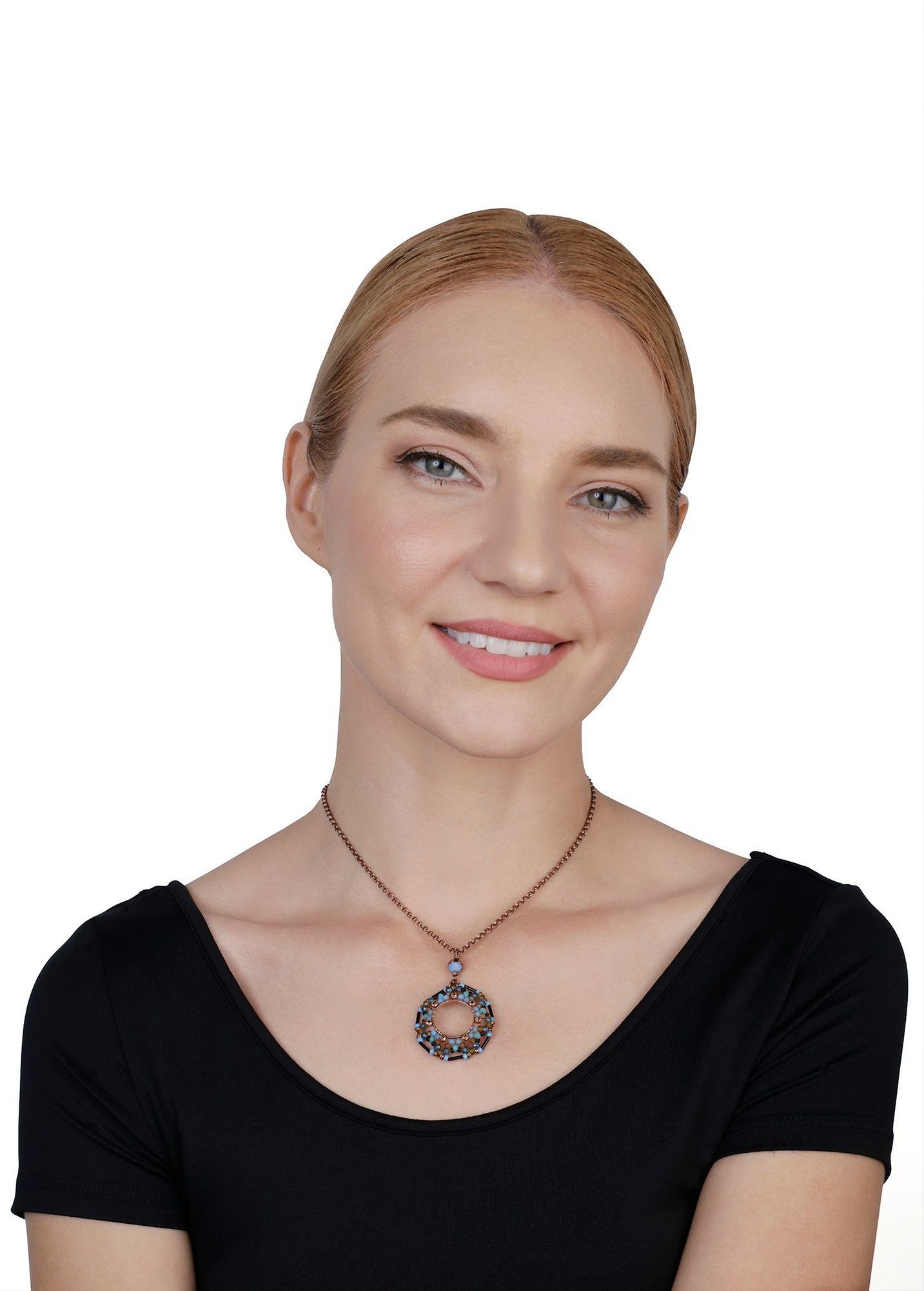 image pour Collier pendant Beat of the Beads Bleu / Marron  