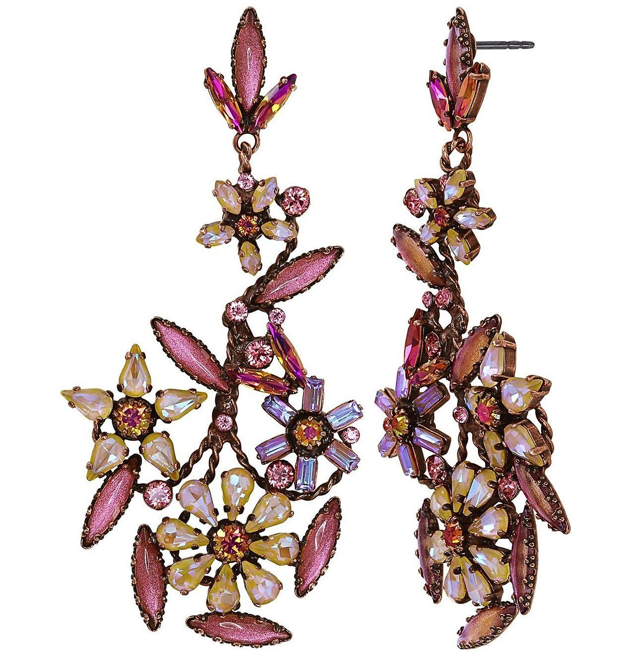 image pour Clou d'oreille pendant Twisted Blossom pink/yellow  