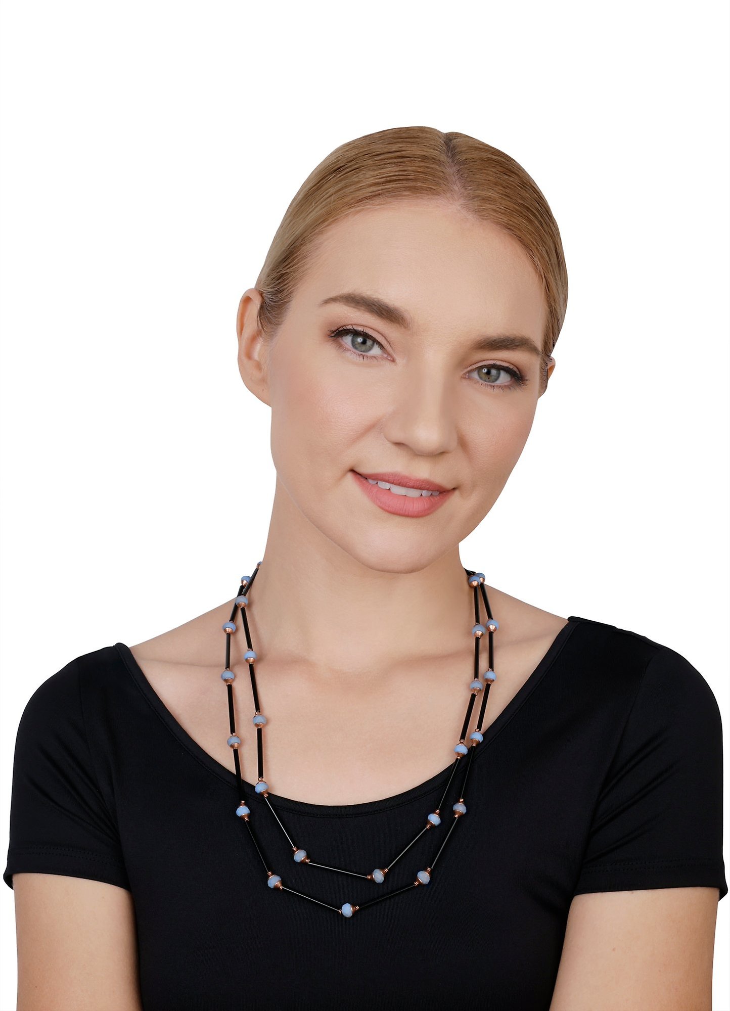 image for Necklace Beat of the Beads Blue / Brown  