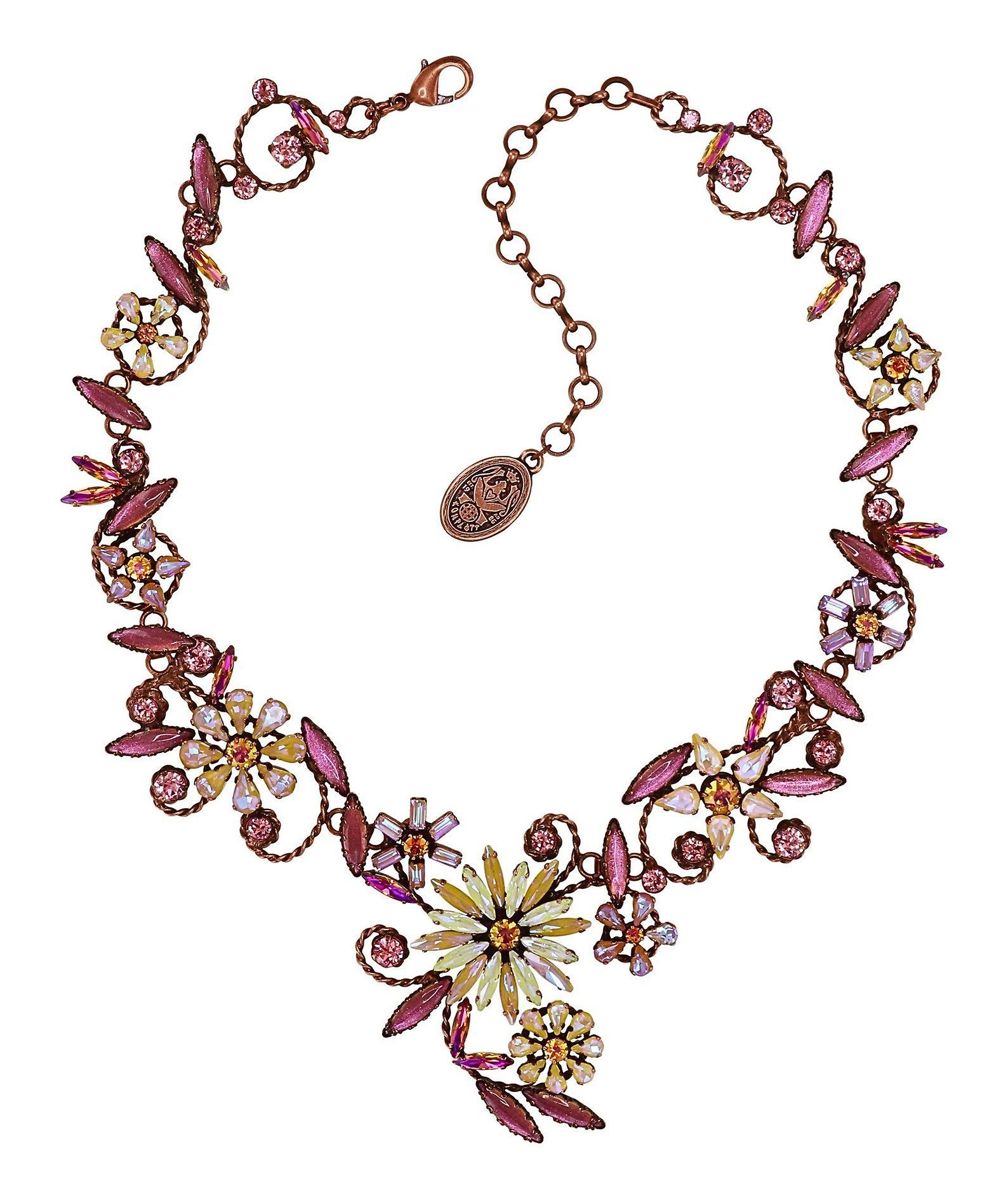 image for Necklace Collier Twisted Blossom pink/yellow  