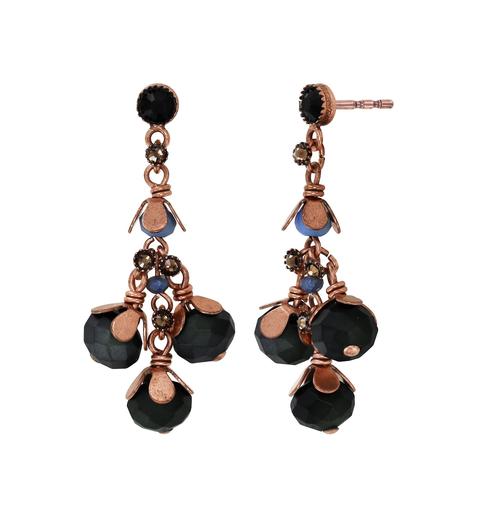 image for Earring Stud Dangling Beat of the Beads Blue / Brown  