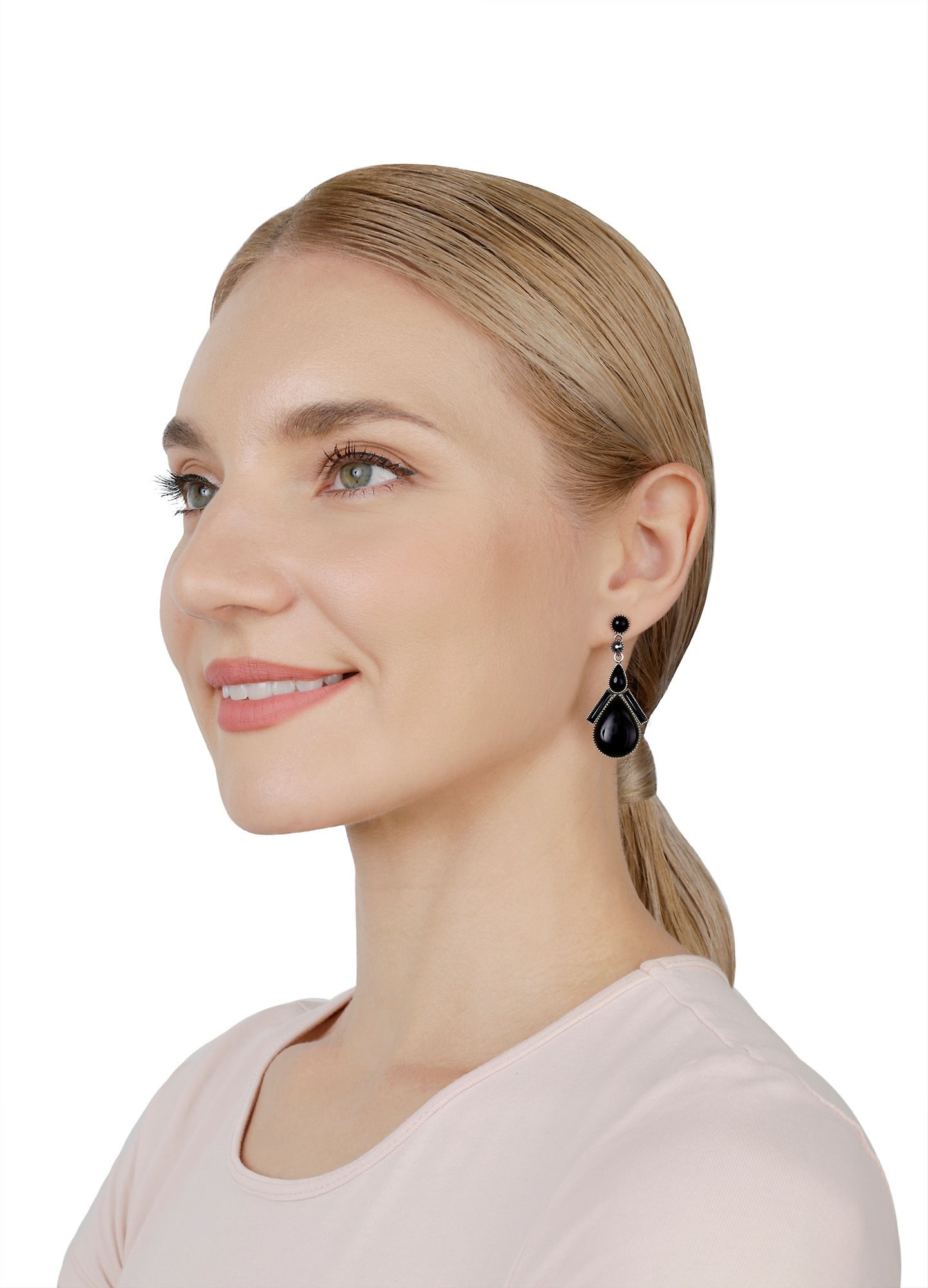 image for Earring stud dangling Geisha Dark Desires Black 