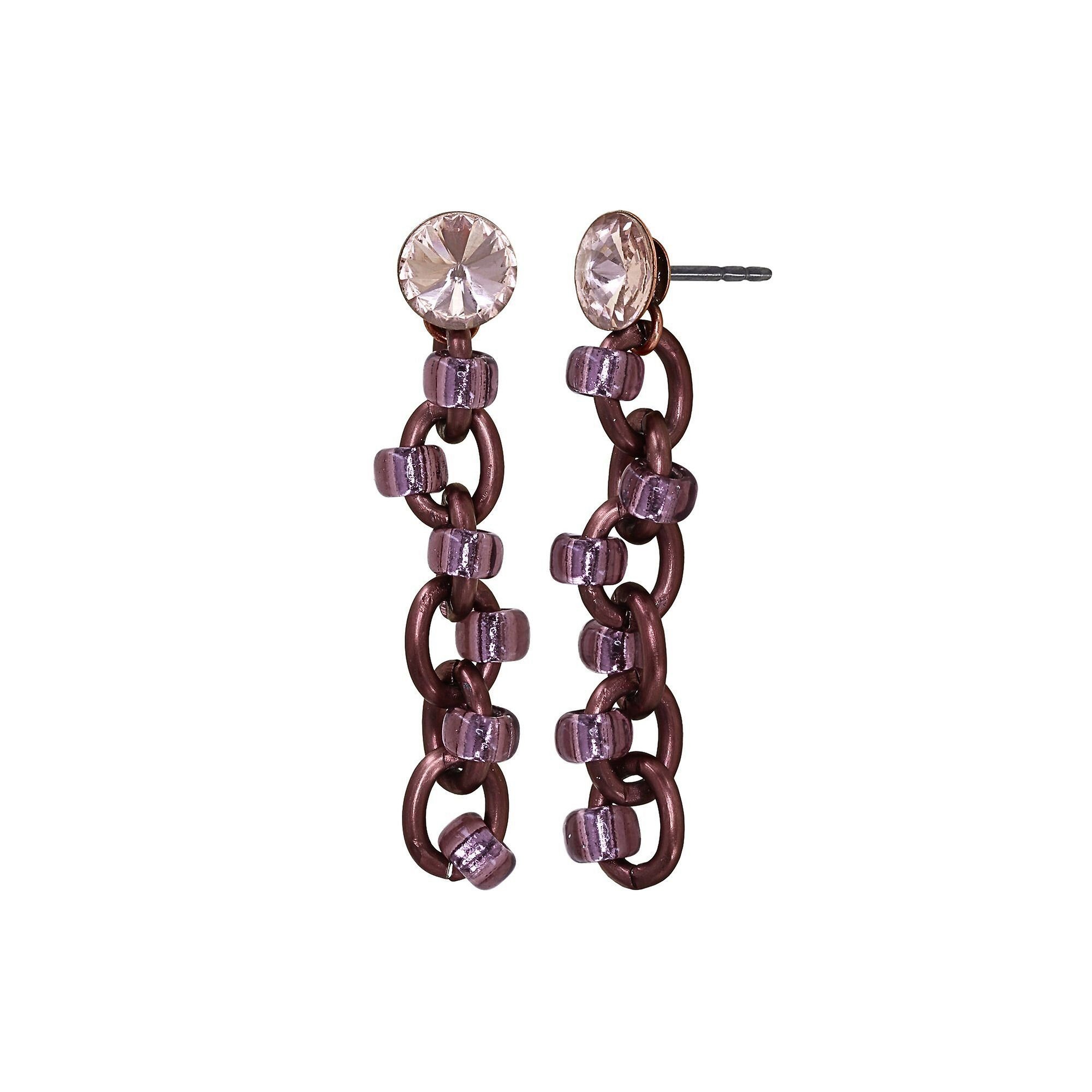 image for Earring Stud Dangling Beach Club Brown / Pink  