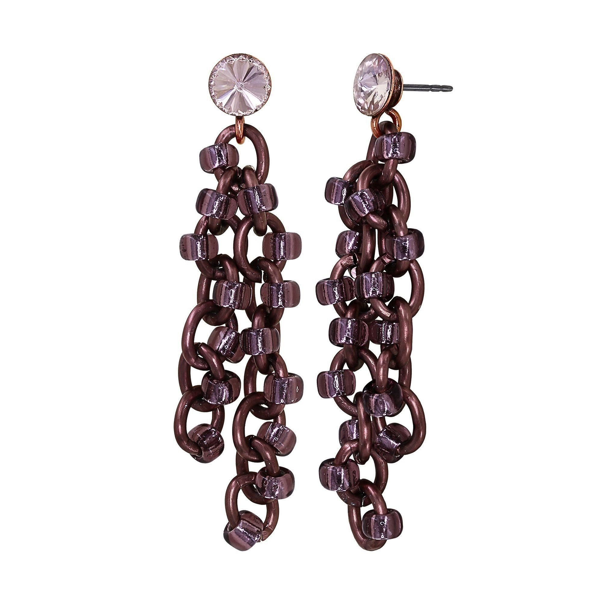 image for Earring Stud Dangling Beach Club Brown / Pink  