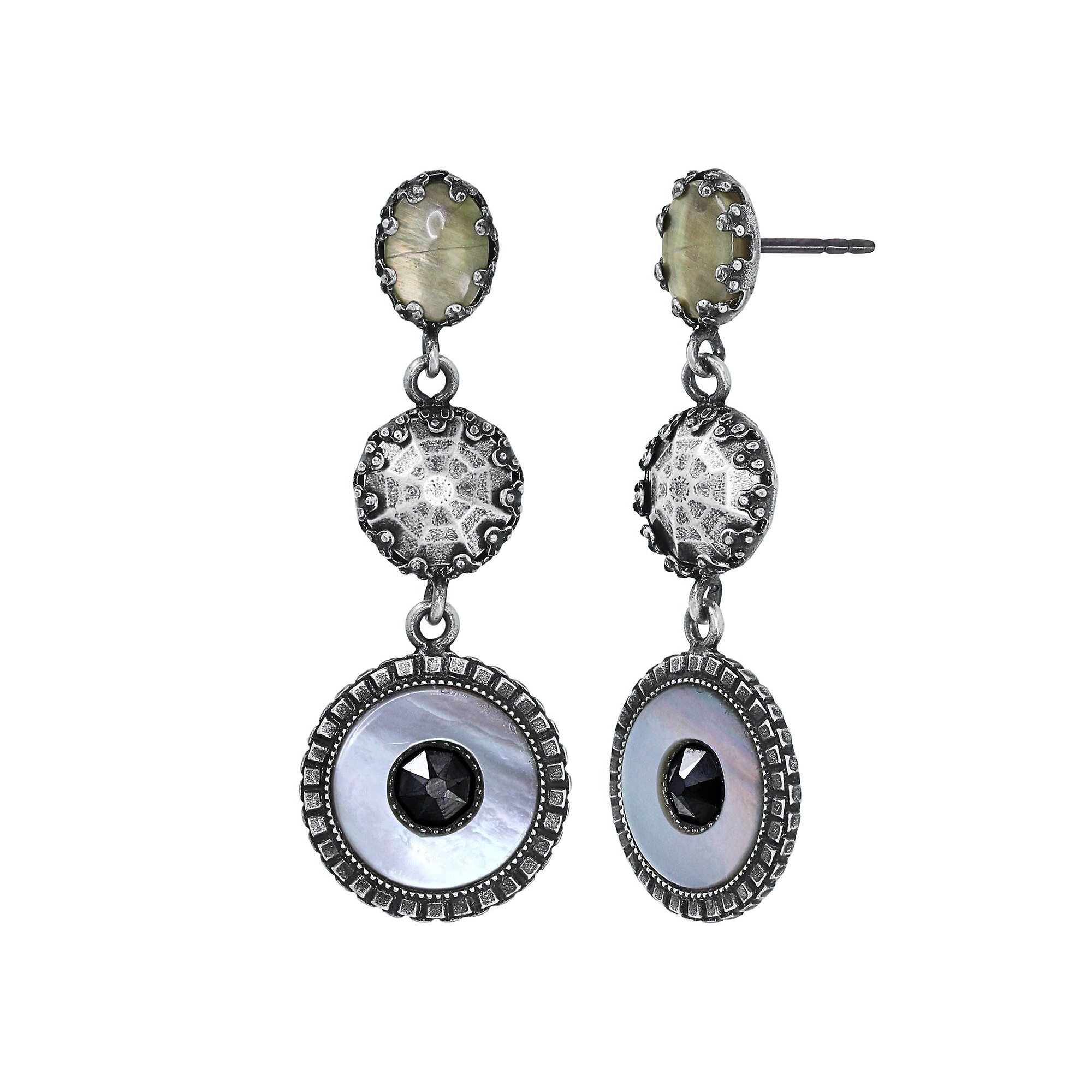 image for Earring Stud Dangling Lost and Found Silver  