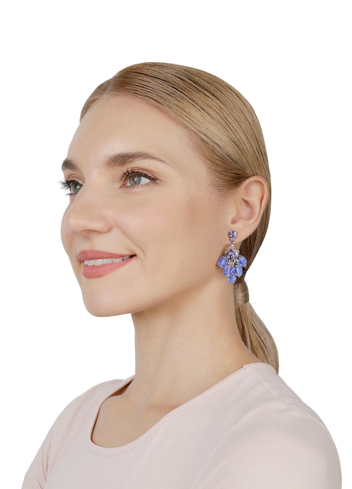 Bild für Ohrstecker baumelnd Crystal Snake Blau / Lila  