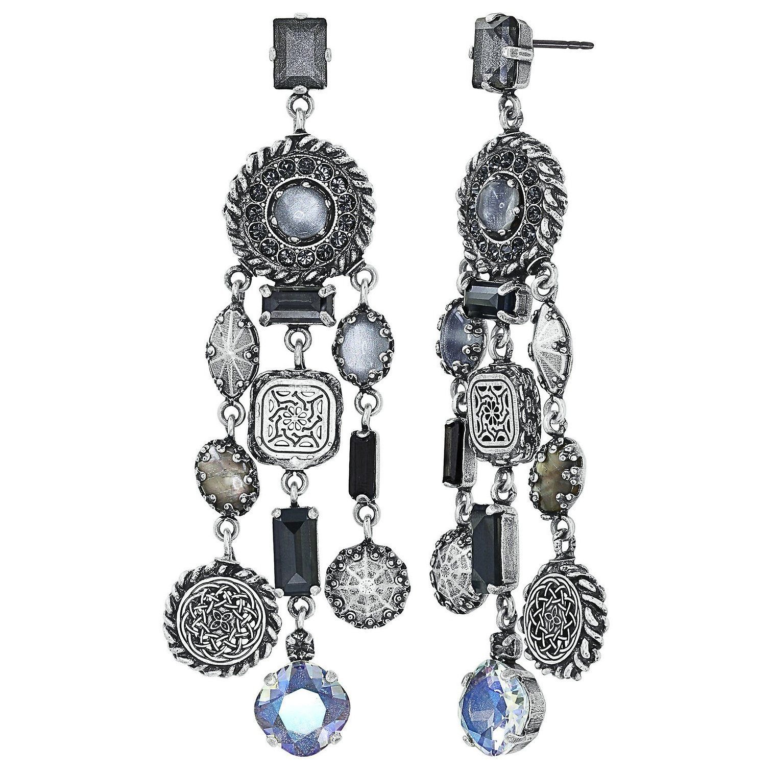 image for Earring Stud Dangling Lost and Found Silver  