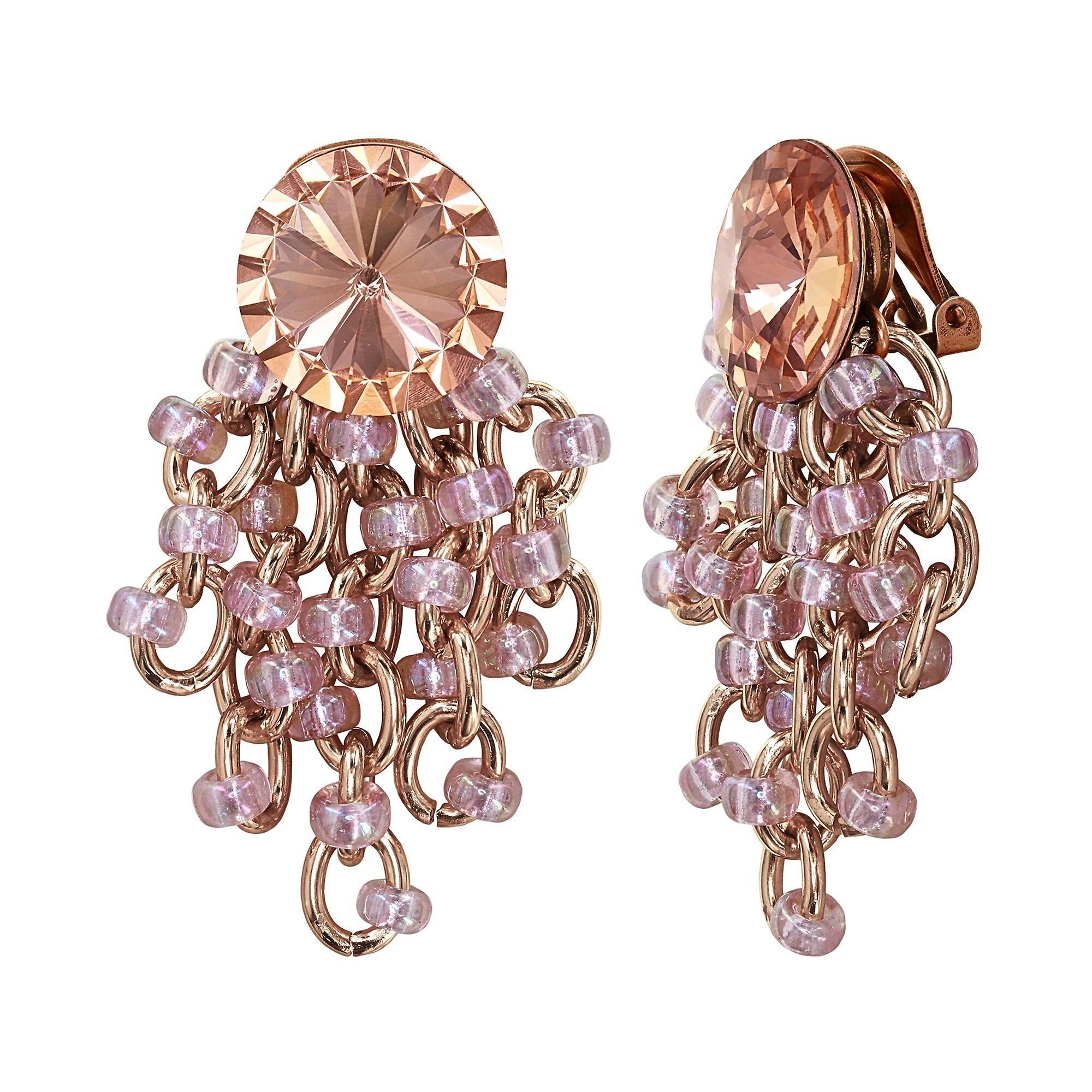 image for Earring Clip Dangling Beach Club Beige / Pink  